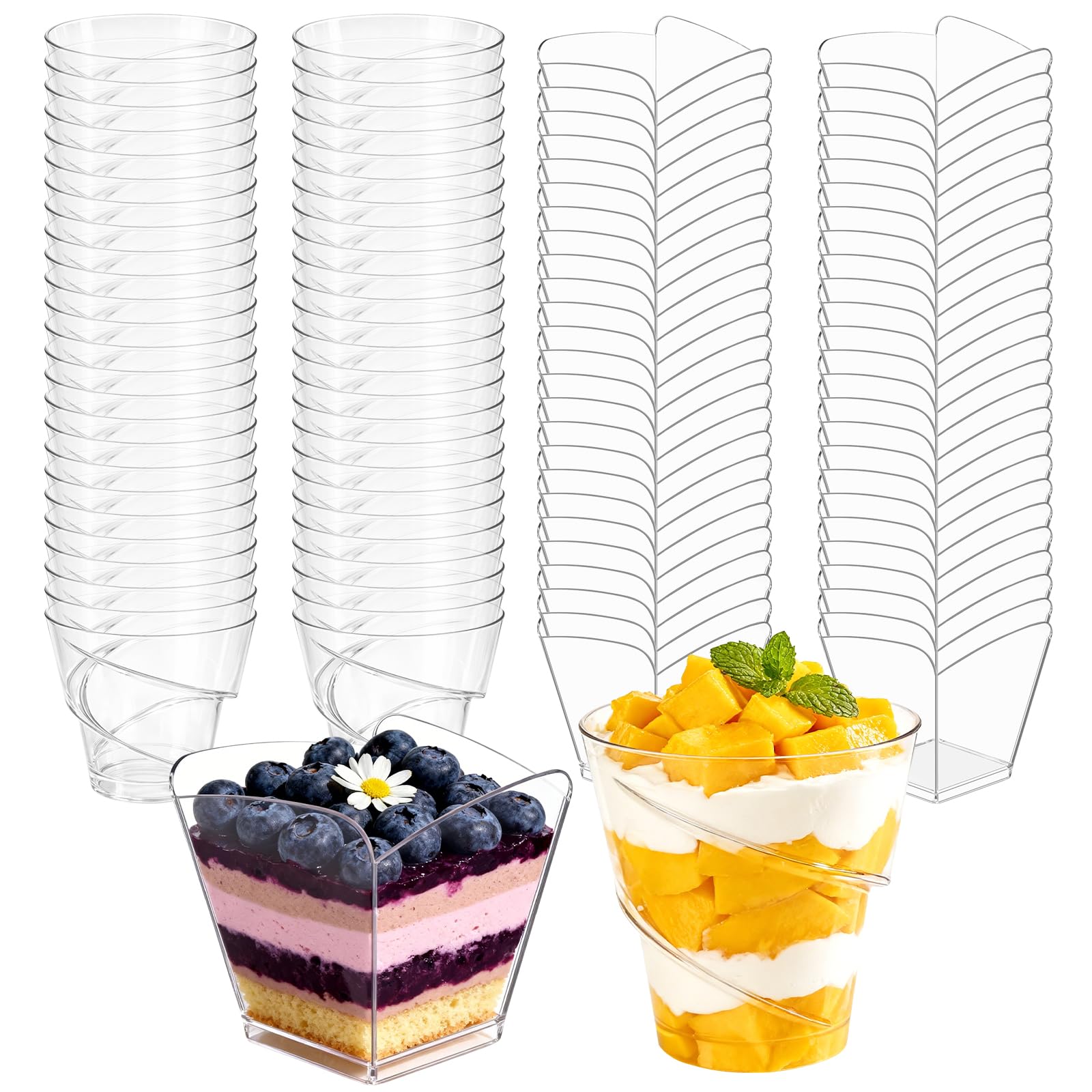 100Pcs Dessert Cups Reusable Desert Cups, 160ml Dessert Cheesecake Pots