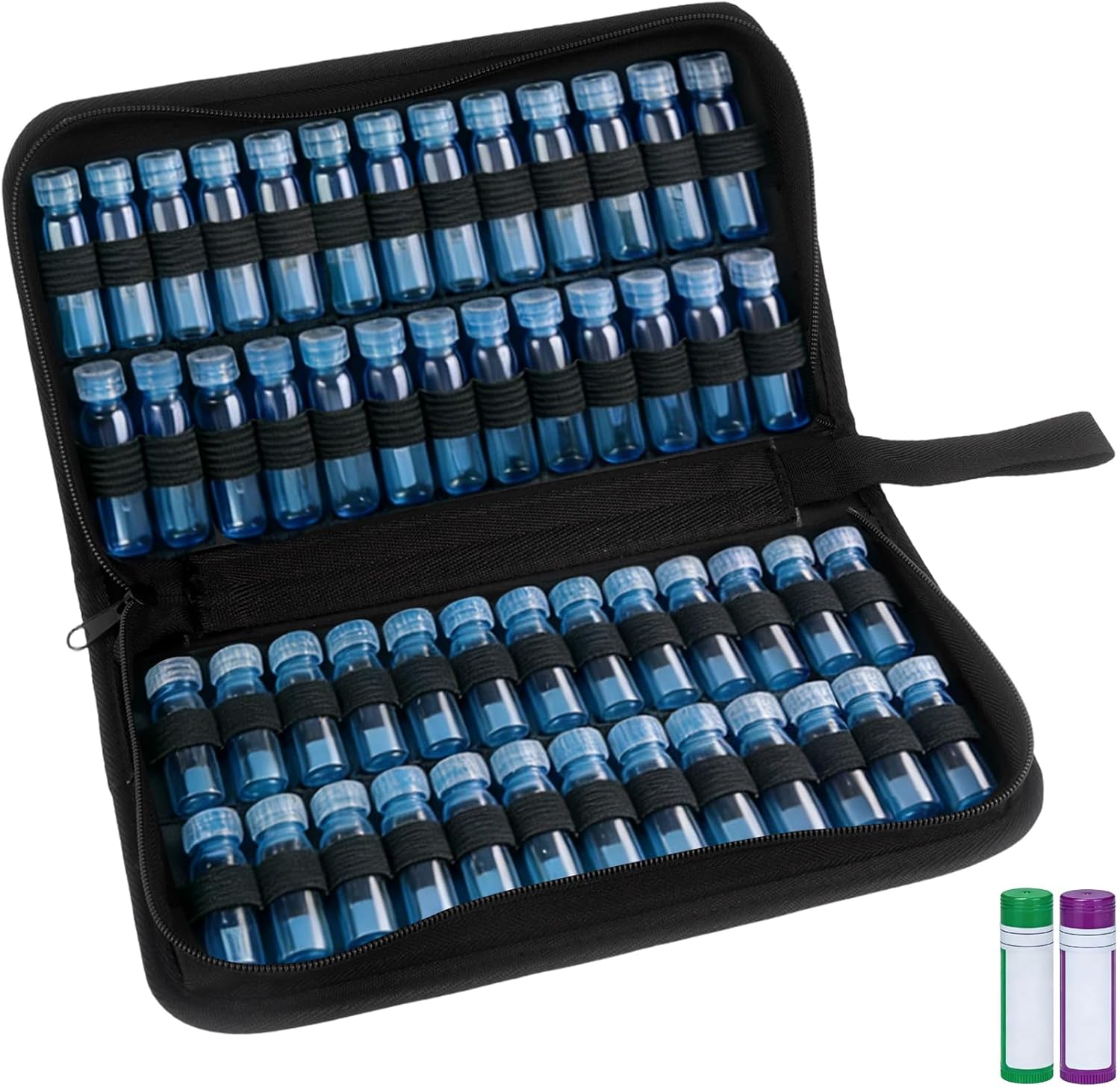 Klmnop Homeopathy Storage Bag, Large Organizer for 52 Tubes, 600D Oxford Water-Resistant Homeopathic Remedies Organizer Bag with Black Zipper, 11.02" L x 6.69" W x 1.57" H(Black)