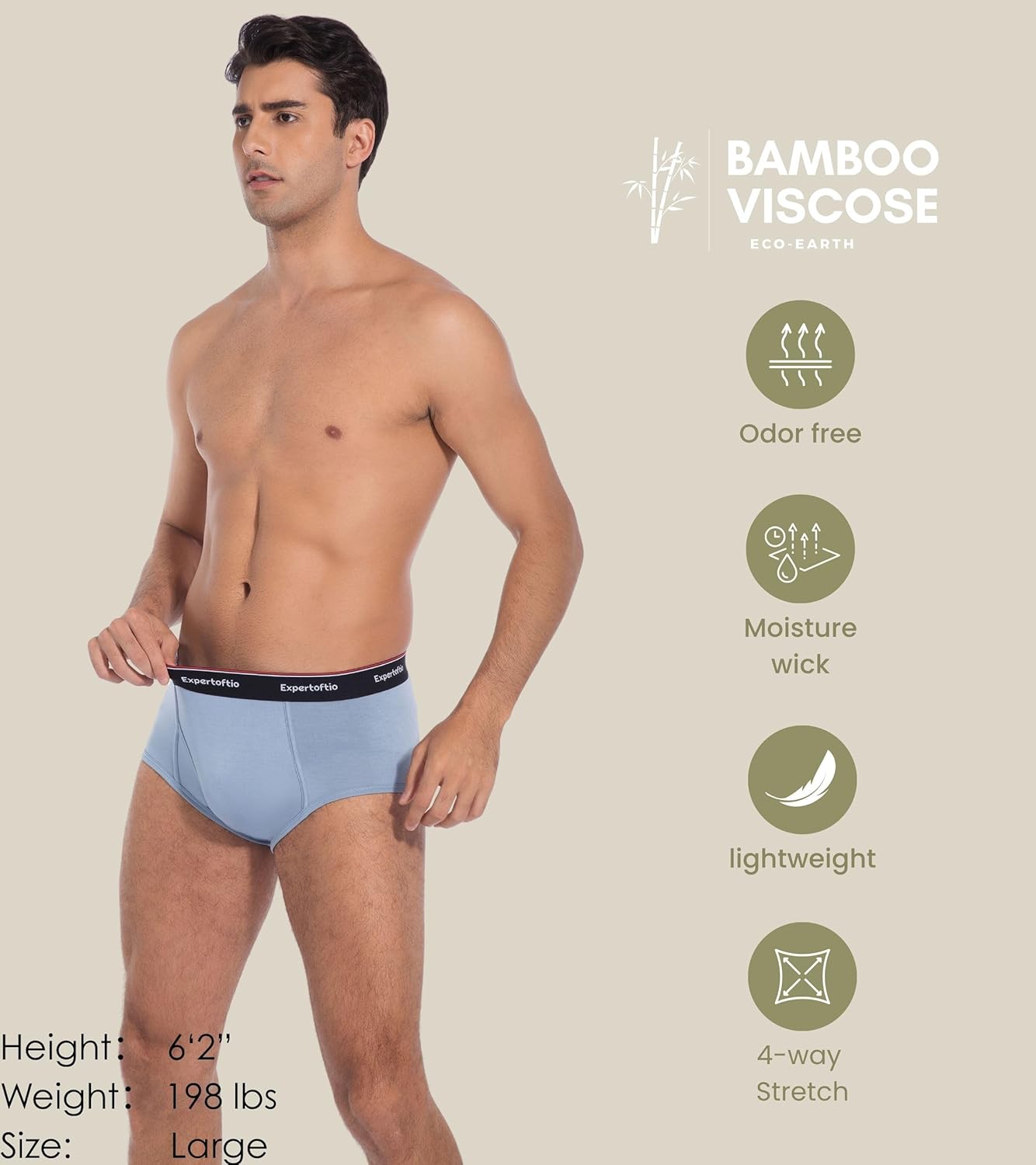 Men's Underwear Briefs Viscose from Bamboo, Moisture Wicking Tagless Underwear for Men Pack Comfort Fly - Image 5