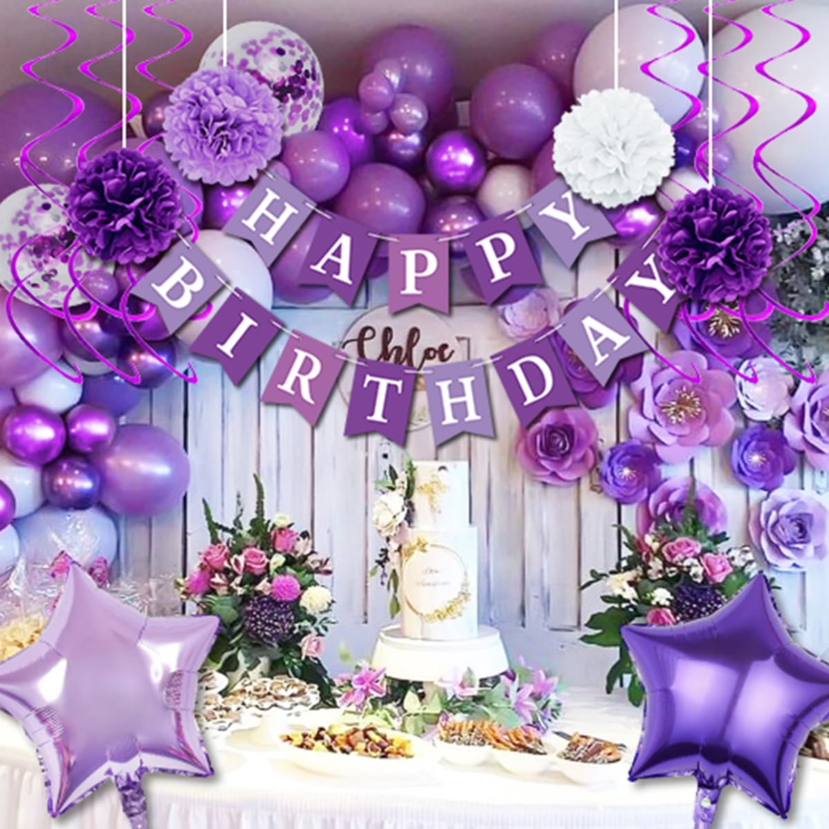 Ballonnen 21 Jaar Happy Birthday Pink, Paars En Zwart
