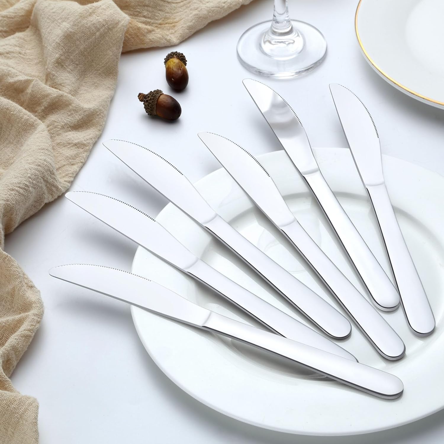72 Pieces Pleafind Dinner Knives (9.1 inch) and Forks (8 inch) Silverware Set - 36 Knives and 36 Forks for Home, Kitchen, Restaurant