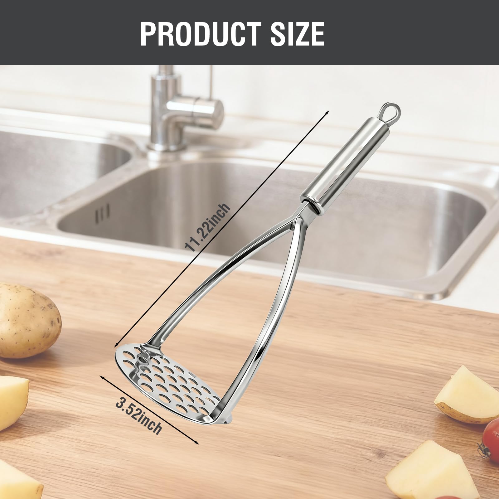 Presse-purée en acier inoxydable robuste pour purée de pommes de terre, légumes