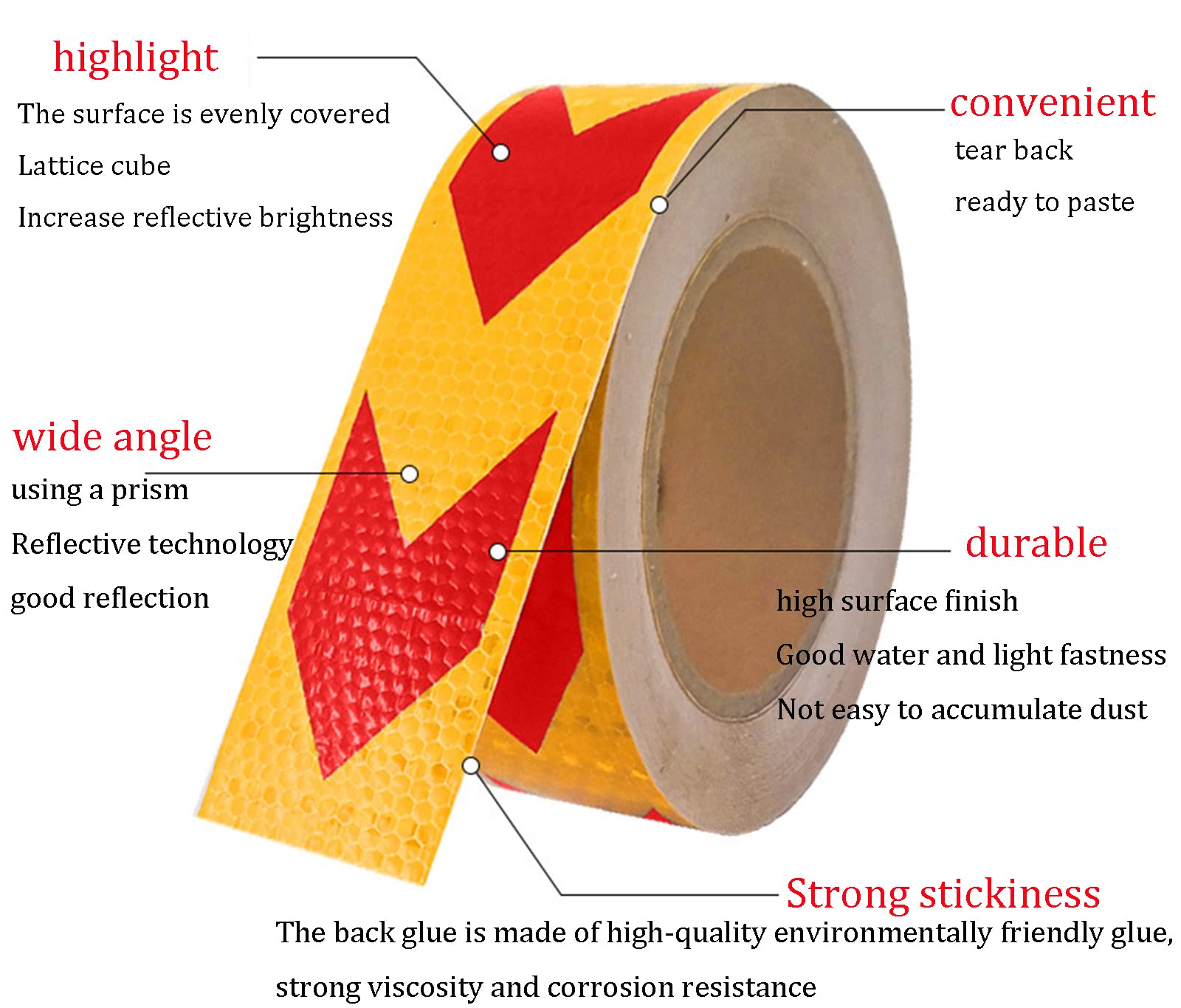 Cinta reflectante, cinta reflectante de señalización peligro, 5 cm x 25 m, impermeable, con vehículo por la noche, para instalaciones de transporte por carretera, vehículos y barcos. Recordatorio de