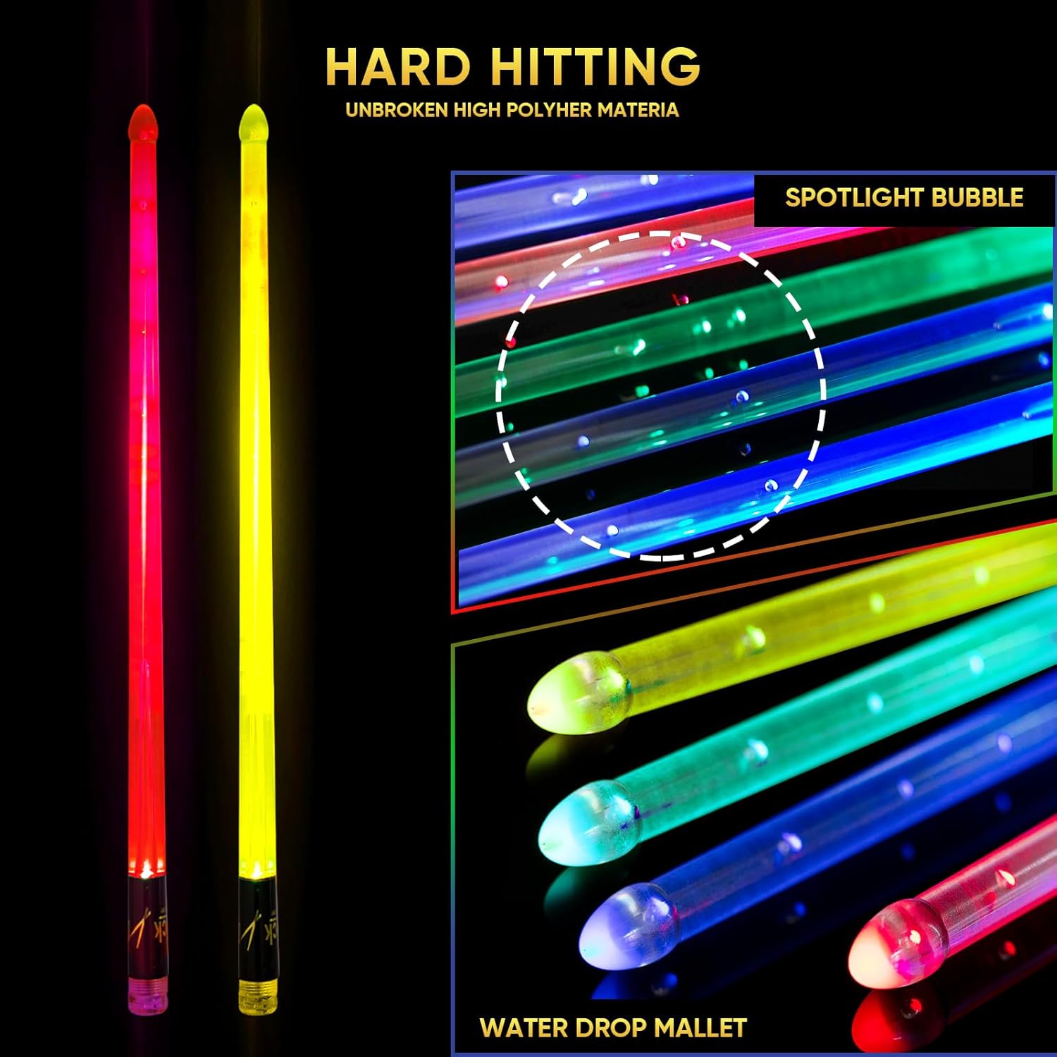 Light Up Drum Sticks Rechargeable 15 Color Changing Led Personalized Drumsticks for Kids Drummer Gifts Drum Accessories - Image 4