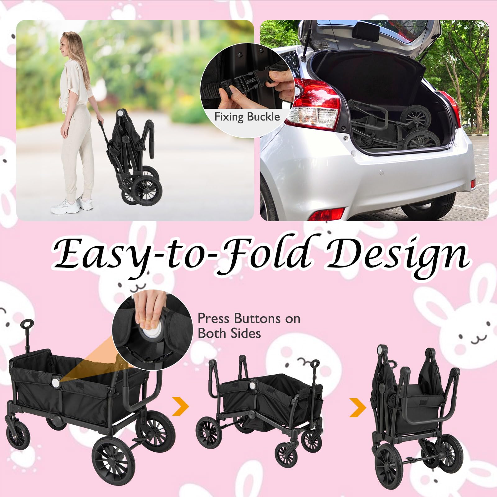 LIFEZEAL Carrito de Viaje para Niños de 6 Meses o Más, Plegable, Ajustable, Portátil, con Techo, Ruedas, Bolsa de Pañales, Máx. 50 kg