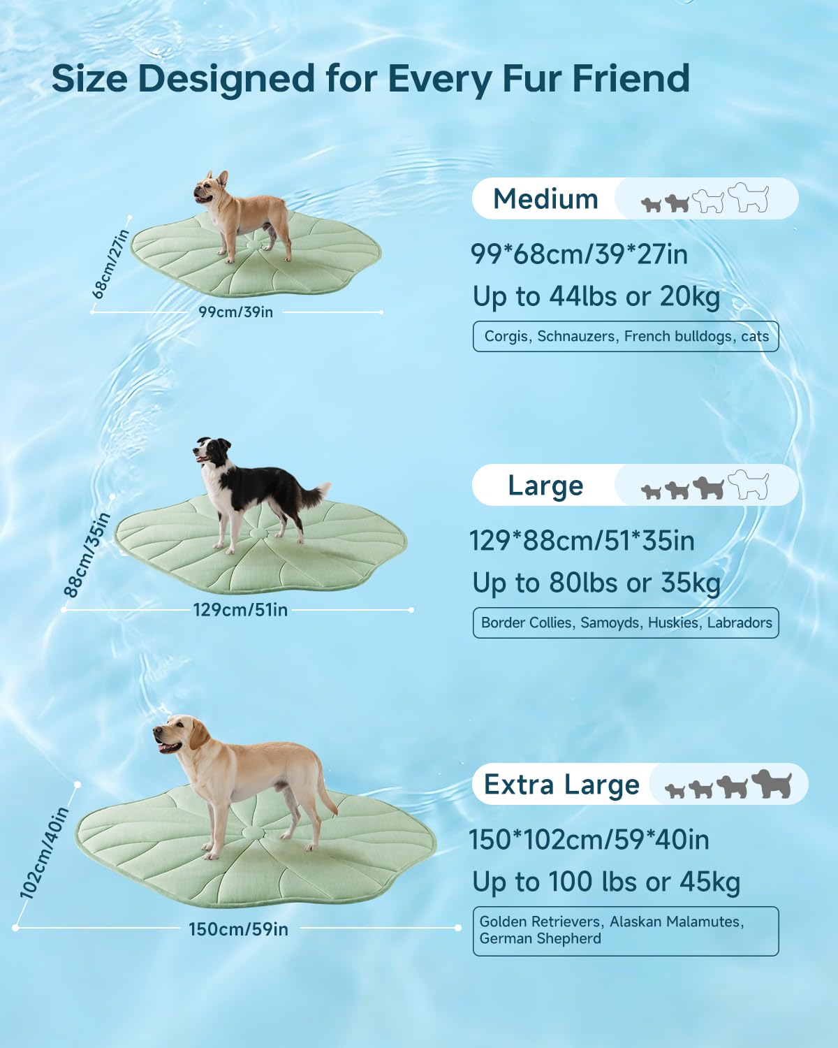 BG-BABYGO Tapete de refrigeración para perros, 39 x 27 pulgadas, reversible, Q-MAX>0.5, tapete de refrigeración para perros pequeños y medianos, almohadilla de refrigeración lavable para mascotas 3.0