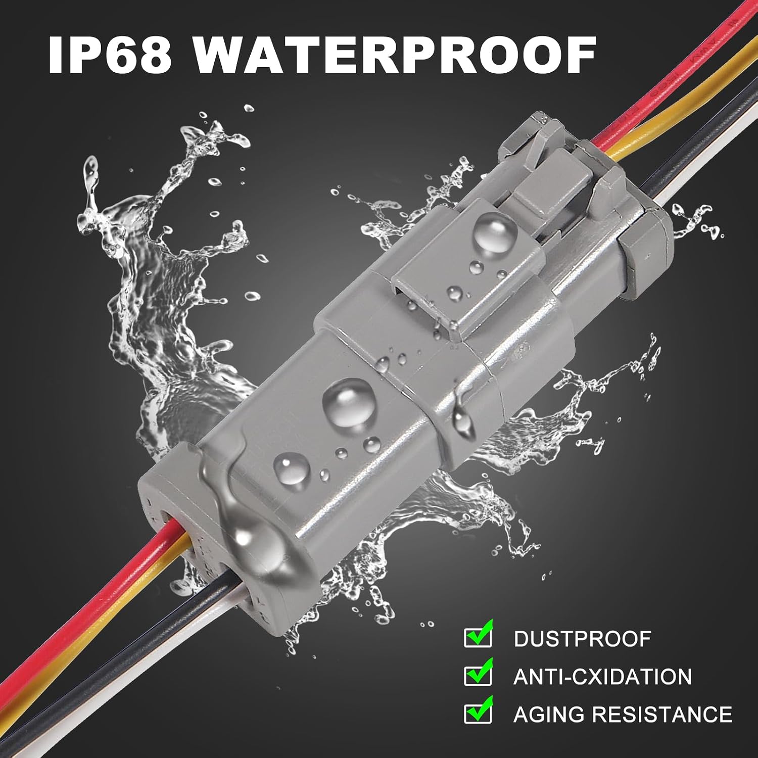 Deutsch Connector Kit 4 Pin,10PCS Waterproof Electrical Connector 18 AWG Male and Female, Automotive DT Connectors for Car Truck Boat