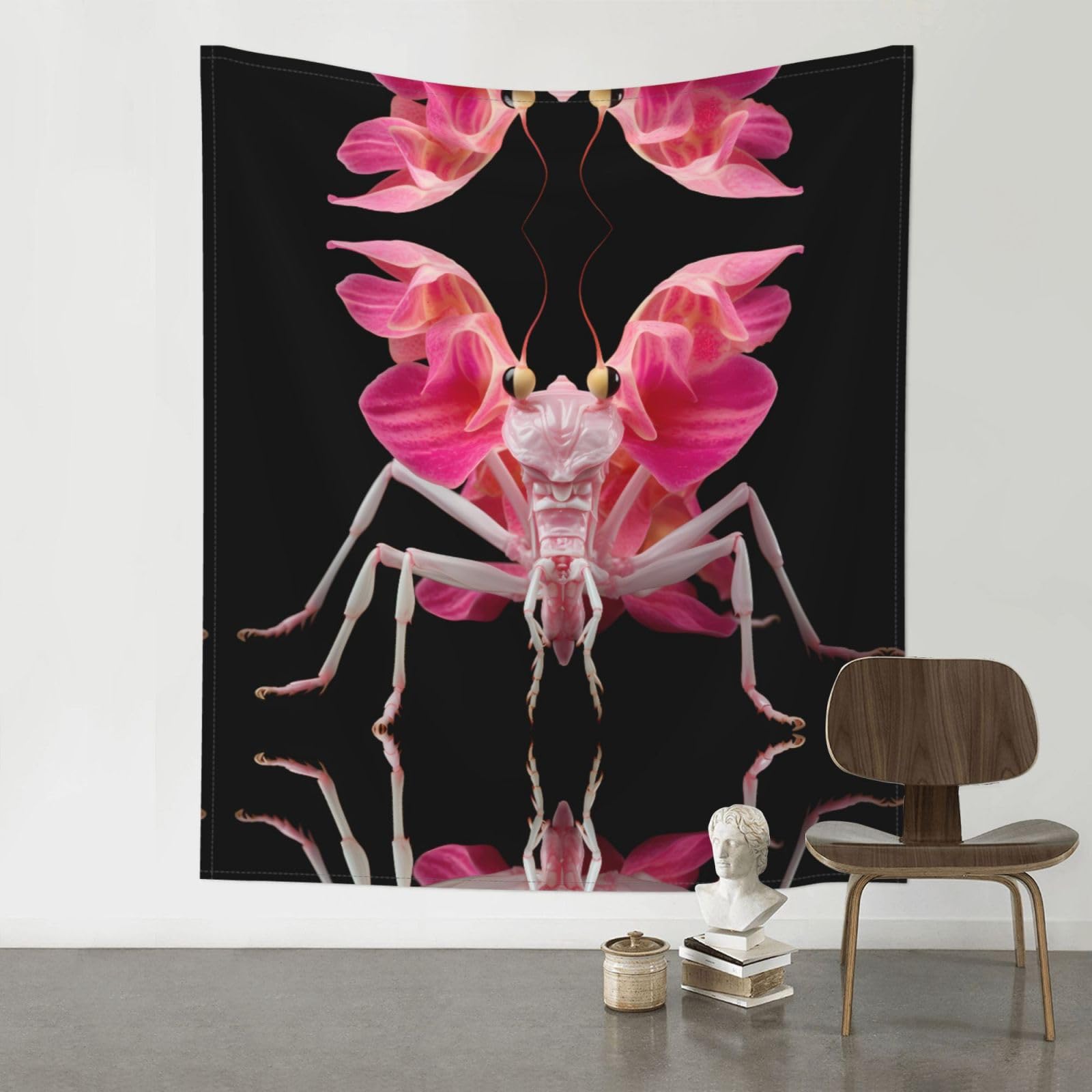 Orchid Praying Mantis Printed wall tapestry, decorative wall hanging, can be hung in the living room, bedroom or porch hanging