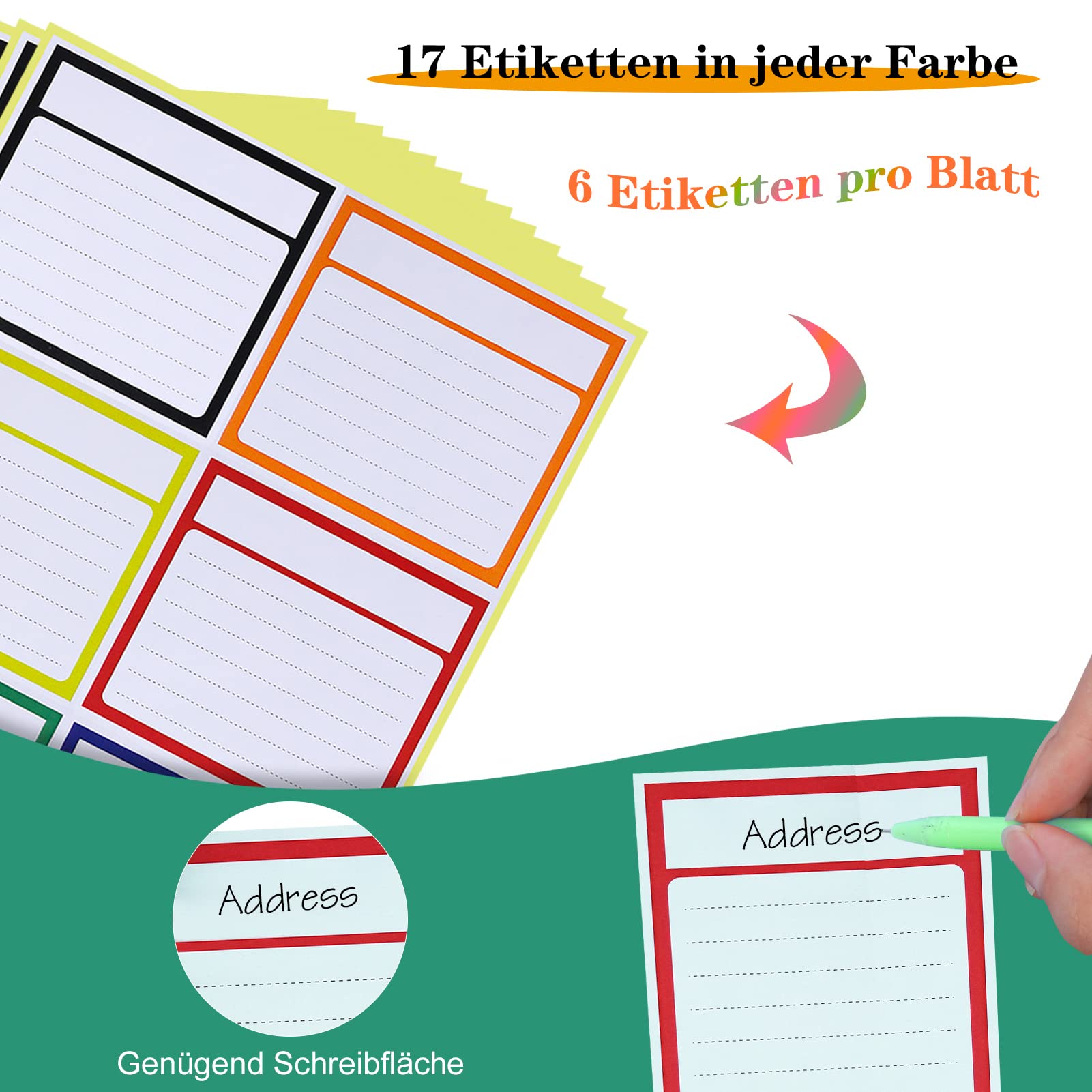 30 Feuilles Étiquettes Autocollantes Rectangulaires, Étiquettes Adresses Autocollantes