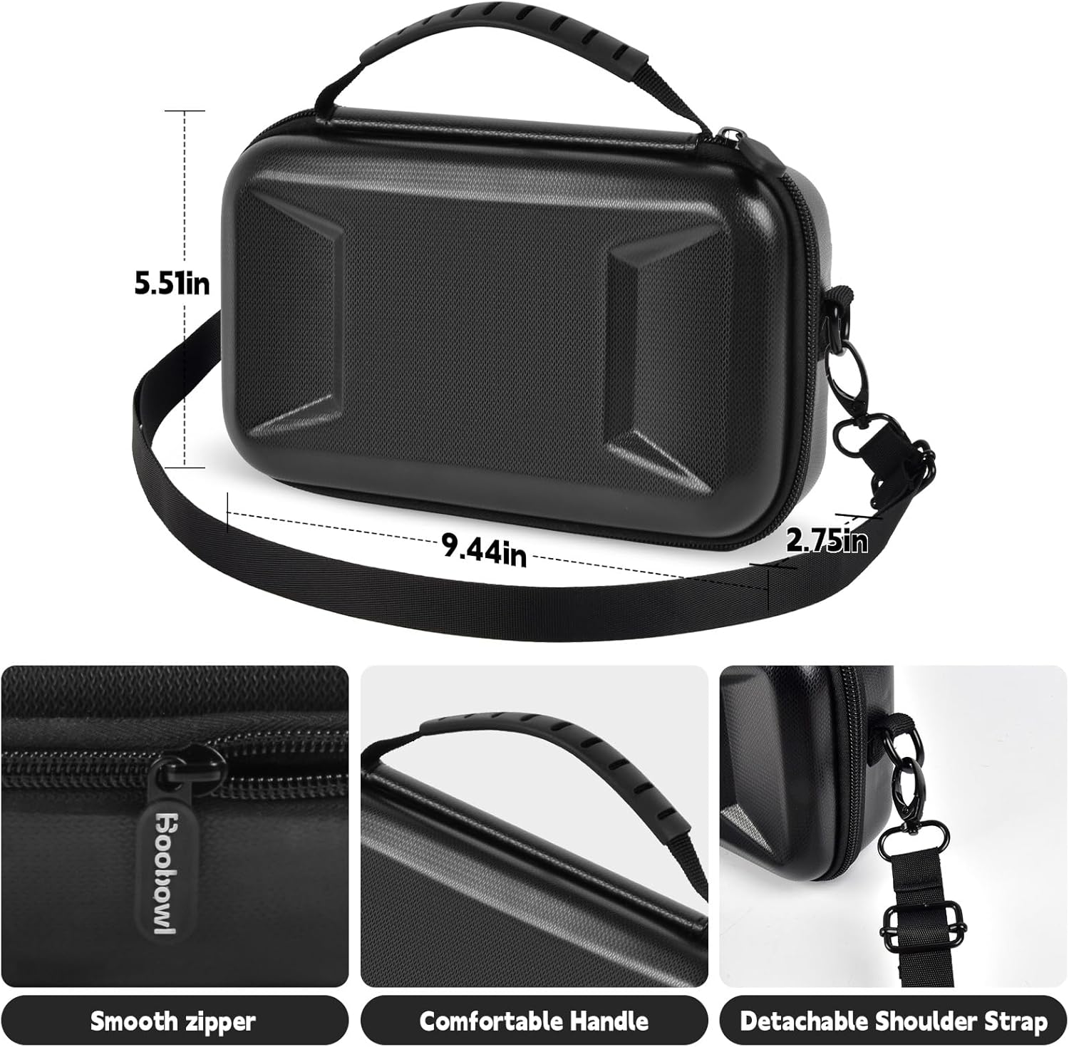 Boobowl Hard Case for DJI Osmo Pocket 3 Creator Combo, Portable Travel Storage Bag Fits Camera with Original Protective Cover, Battery Handle & Mic 2, Shockproof Organizer with Shoulder Strap - Black - Image 5