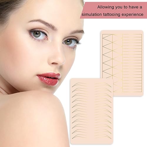 Miniatura 6 de Guapa 3 piezas de silicona para práctica de cejas, polvo ombré, hoja de piel falsa de doble cara para práctica de microblading para artistas del