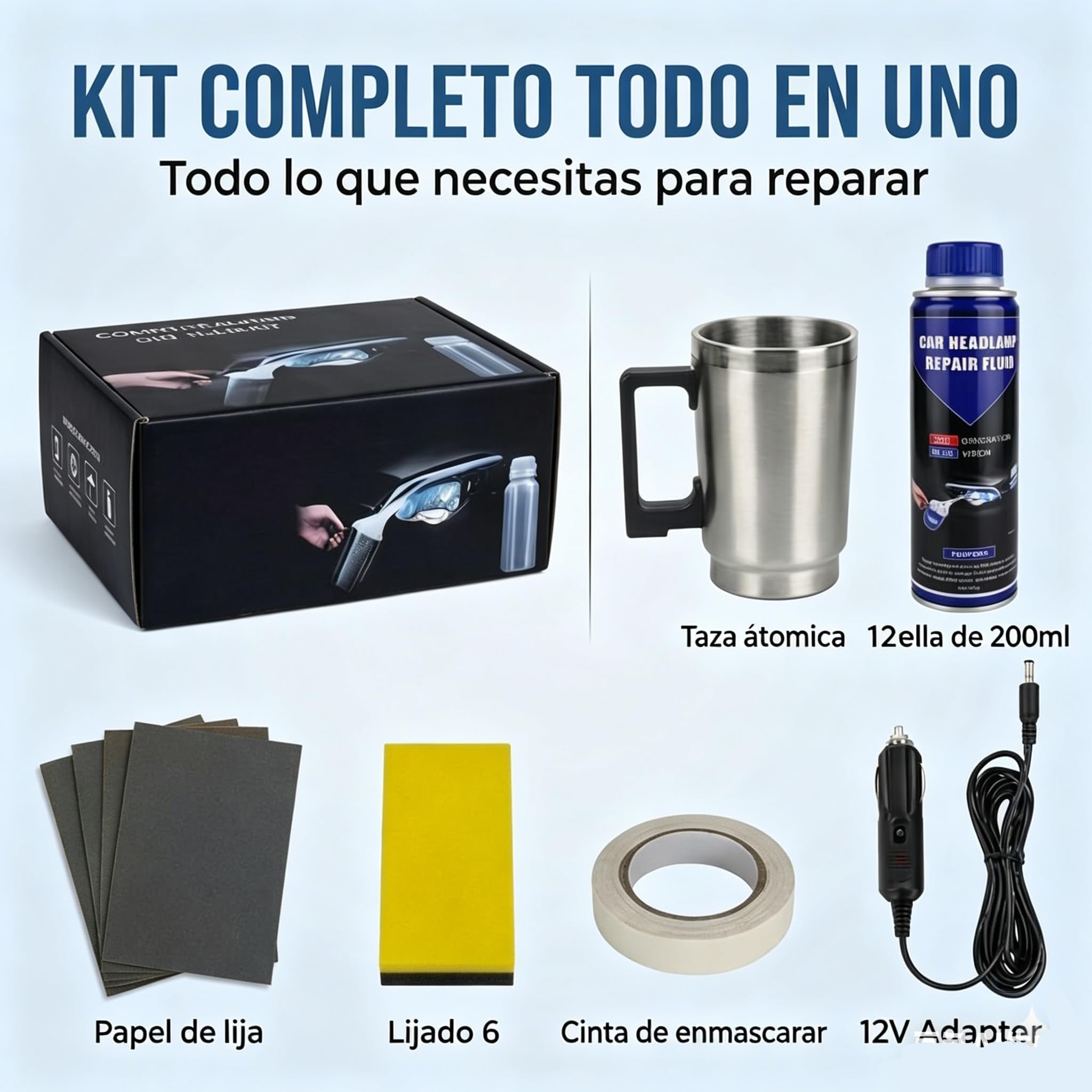 Kit Professionale per Il Ripristino dei Fari, Kit Rinnova Fari Auto Polimero Liquido, Riparazione Faris Lucidatura per Riparazione Ingiallimento/Graffio/Sfocatura/Ossidazione (100ML)