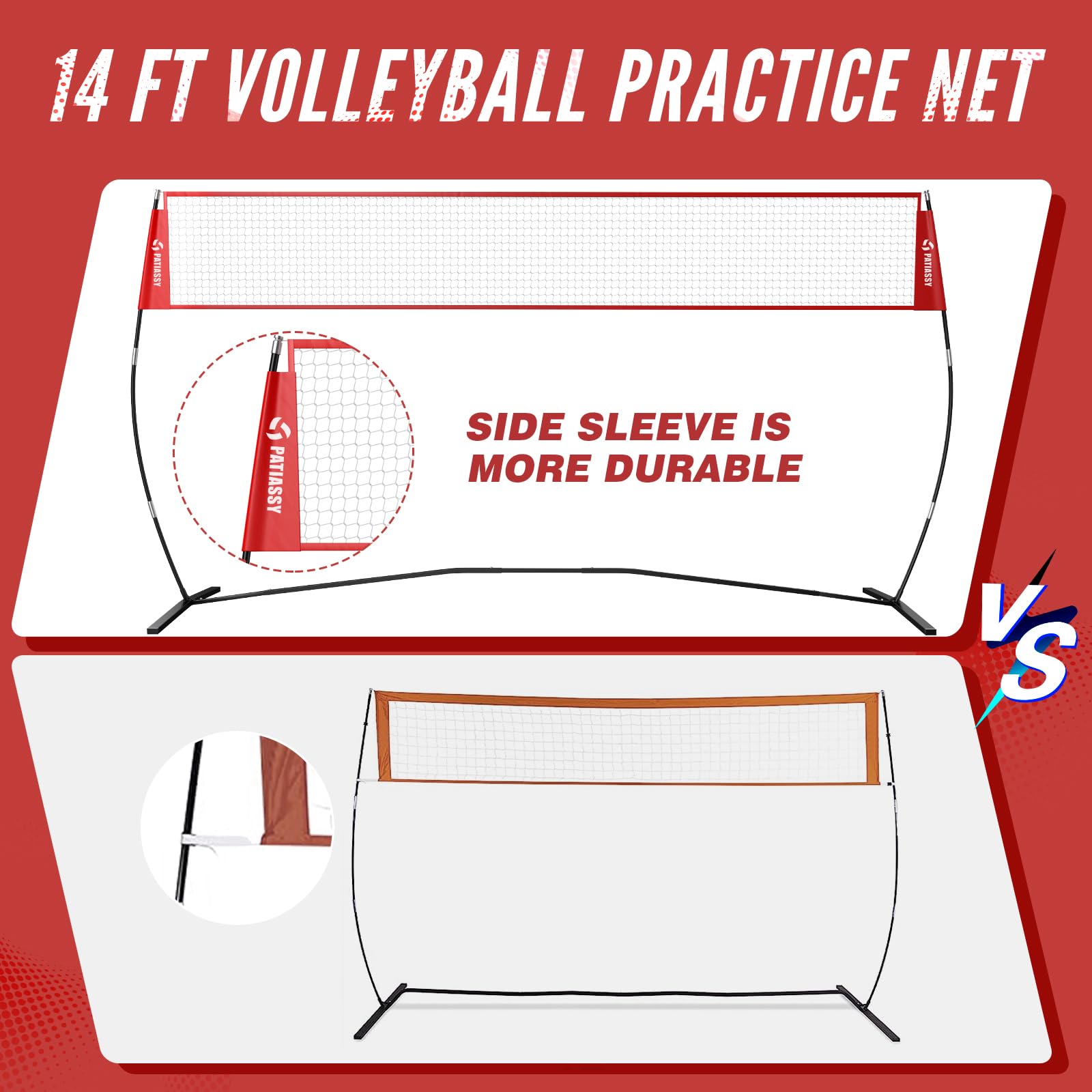 Patiassy 14ft Freestanding Volleyball Practice Net For