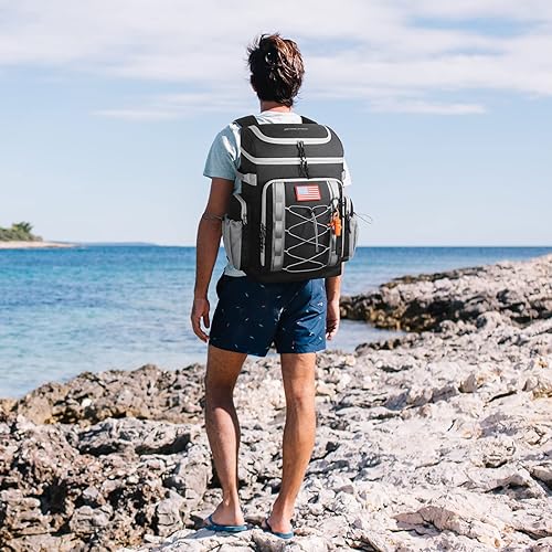 Miniatura 7 de Maelstrom Mochila enfriadora, 50 latas, mochila suave con aislamiento térmico, portátil, ligera, a prueba de fugas, enfriador de playa de gran