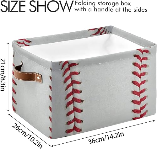 Miniatura 4 de Cestas de almacenamiento plegables, cubos de almacenamiento de béisbol con asas, organizador de tela decorativa, cajas de almacenamiento para