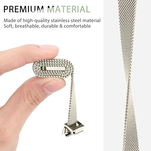 Miniatura 3 de Correa de metal compatible con Fitbit Inspire 3 bandas para mujeres y hombres, correa de repuesto de malla de acero inoxidable ajustable magnética