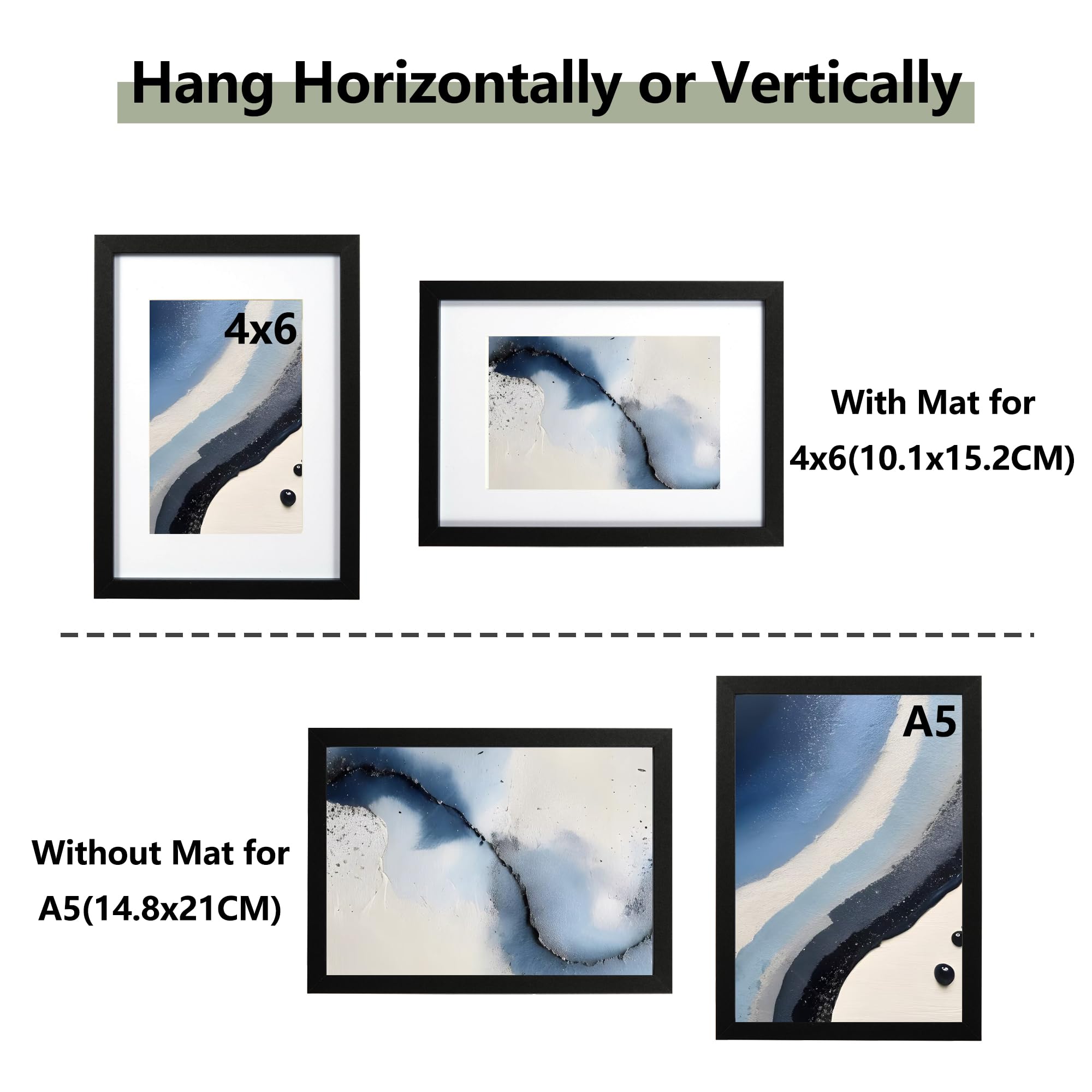 Scholar Tree A5 Frame, 1 Pack A5 Black Frame, Black Picture Frames 21 X 14.8 cm, Wooden Photo Frames with 6x4 Mount - Image 4