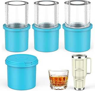 Ice Cube Tray for Stanley Cup, Tumbler Ice Cube Mold, Silicone Ice Mold With Lid - Cylindrical Ice Maker for Whiskey, Coffee, Juice, Chilling Drinks (Blue)