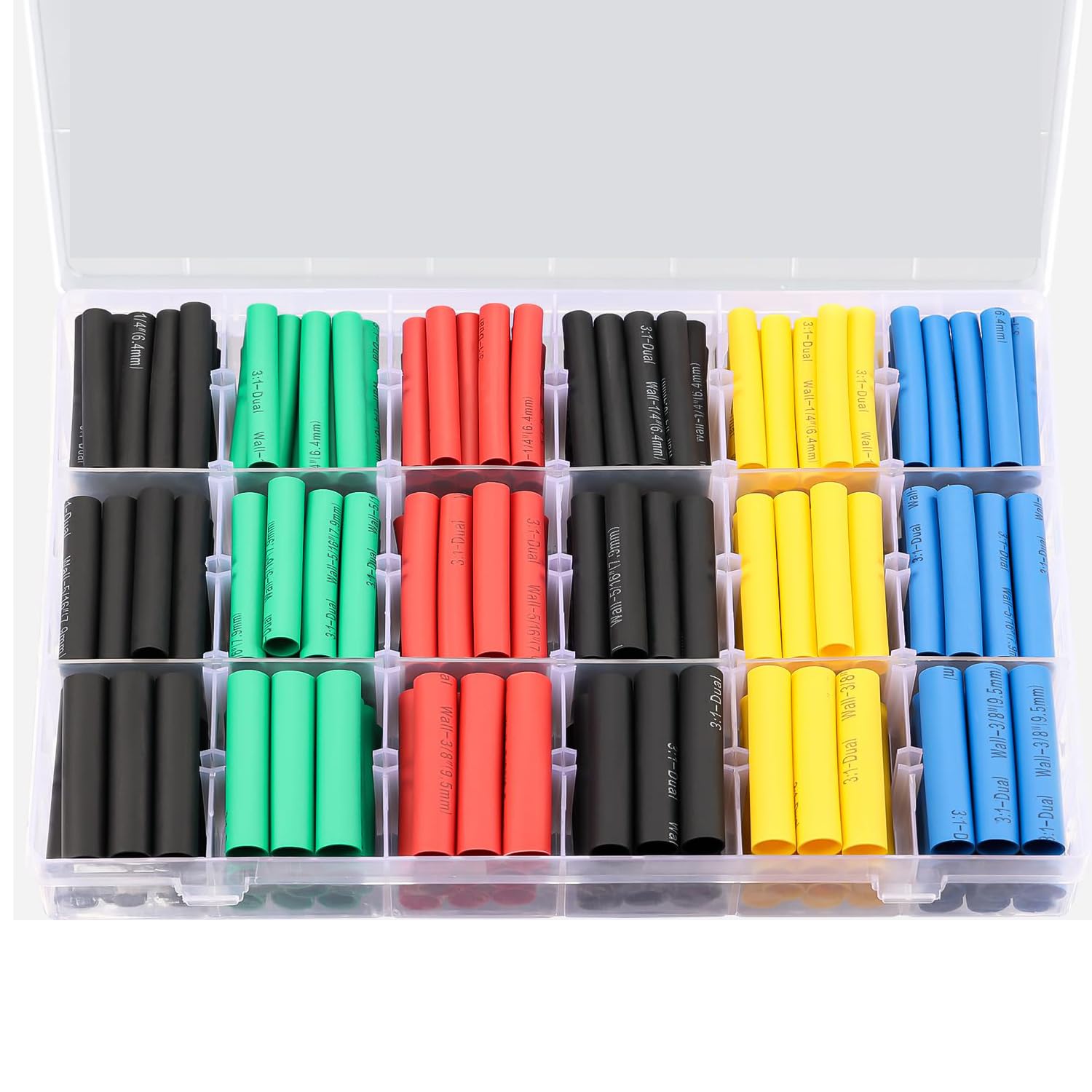 Heat Shrink Tubing 300Pcs/Box 3:1 Shrinkable Heat Shrink Tubing Wrapping kit Heavy Duty Heat Shrink Tube Electric Insulation Wire Connect Cover Protection Sleeving with 3 Sizes & 5 Different Colors