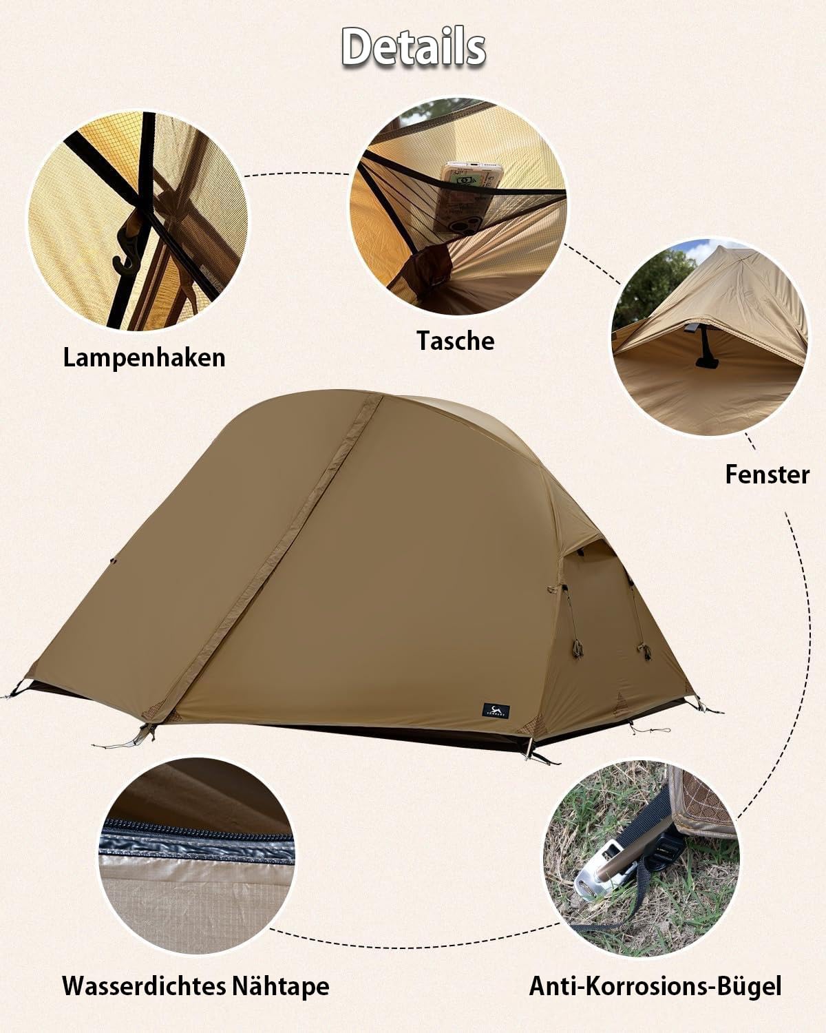 TOMOUNT Tienda de campaña ultraligera para 1-2 personas, de nailon, tamaño pequeño, 4 temporadas, impermeable y resistente al viento, compacta para senderismo, camping, exterior