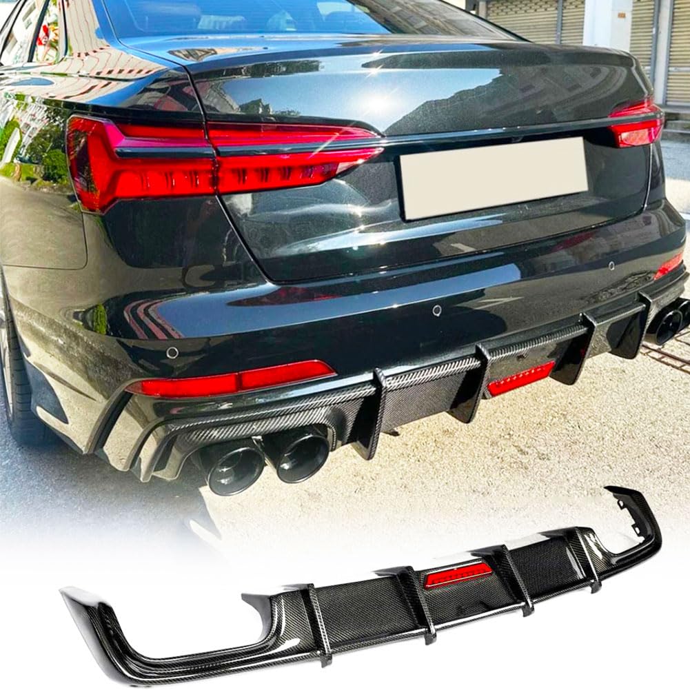 Carbon Fiber Rear Diffuser for Audi A6 Sline S6 C8 Sedan 4 Door 2019-2025 Rear Lower Bumper Lip Spoiler Body Kit Factory Outlet