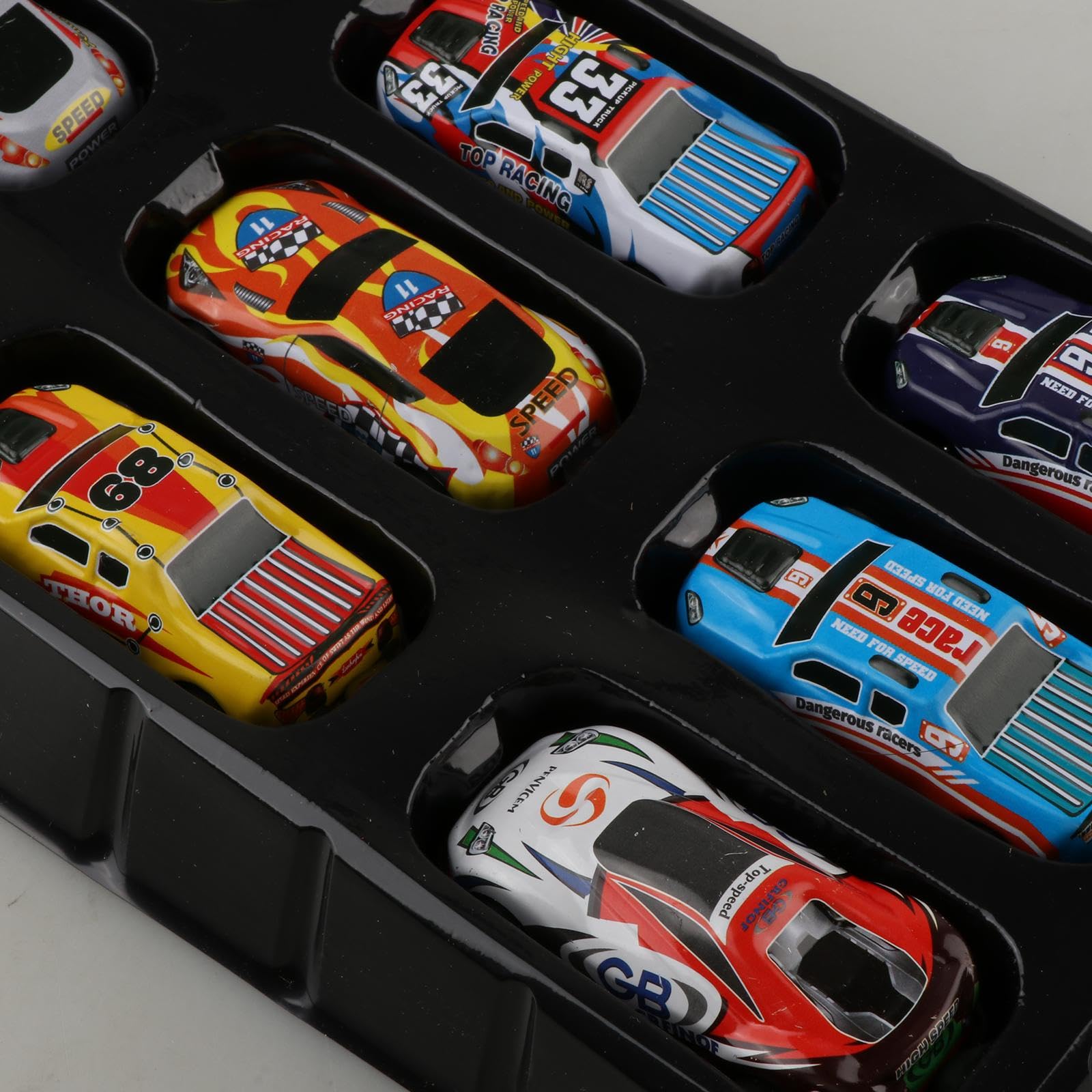 Set di 48 Mini a Retrocarica in Metallo, Auto da Corsa, Veicolo da Gioco, Garage, Pista, Piccola Macchinina Giocattolo, a Frizione, Conteni, Rosso