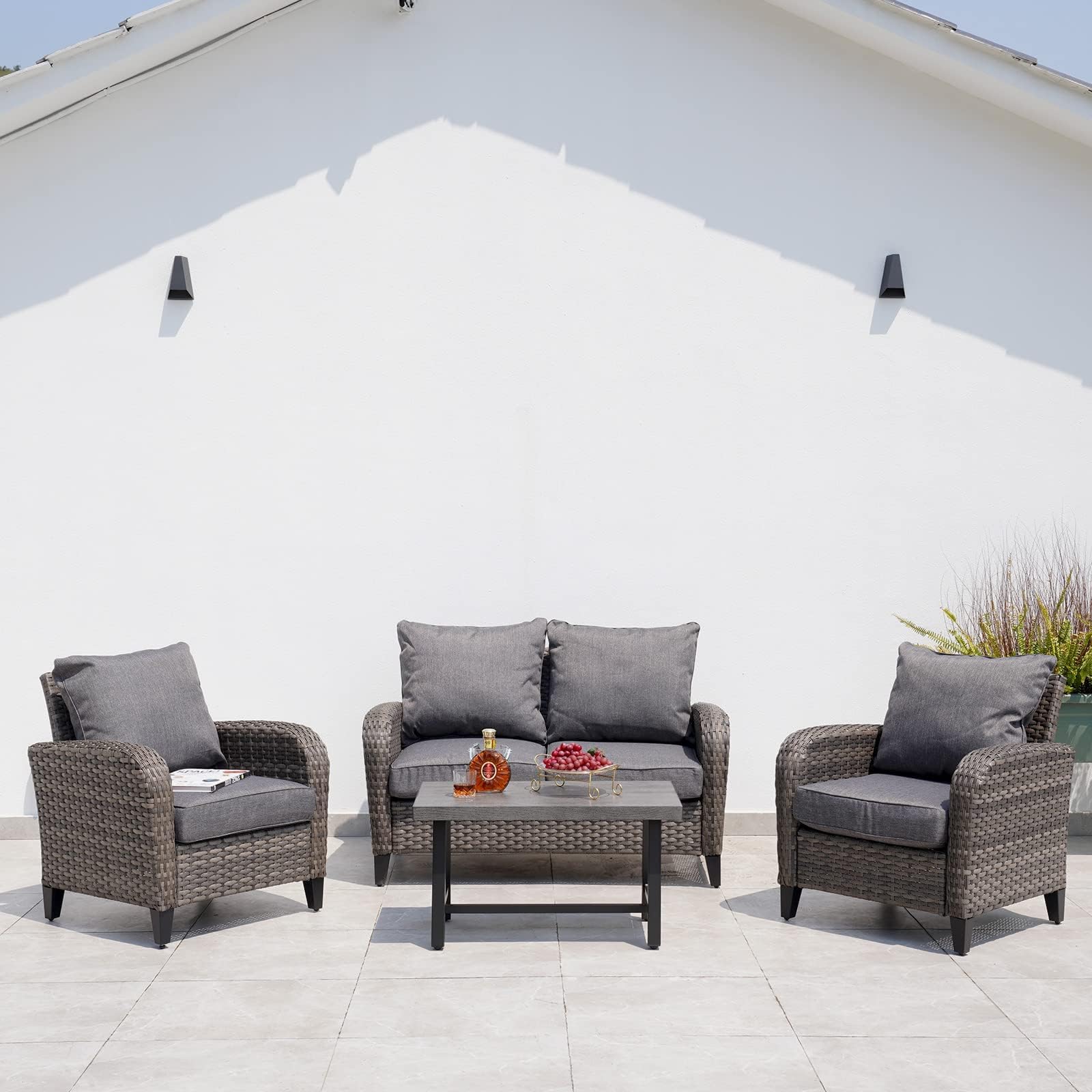 Grand patio Tavolino da giardino in metallo, resistente alle intemperie, piccolo tavolino da balcone per esterni, giardino, balcone, terrazza (83 × 48 × 45) cm