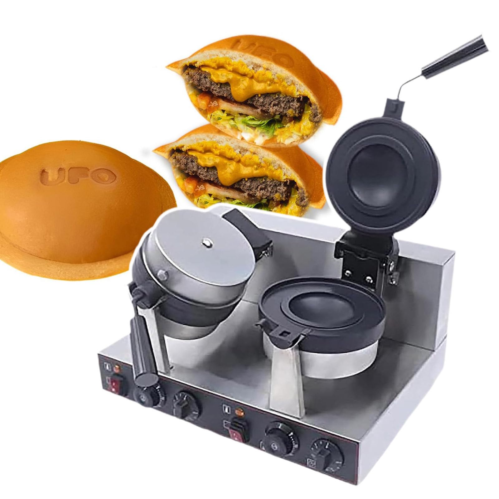 Machine à hamburger gaufres et glace électrique en acier inoxydable