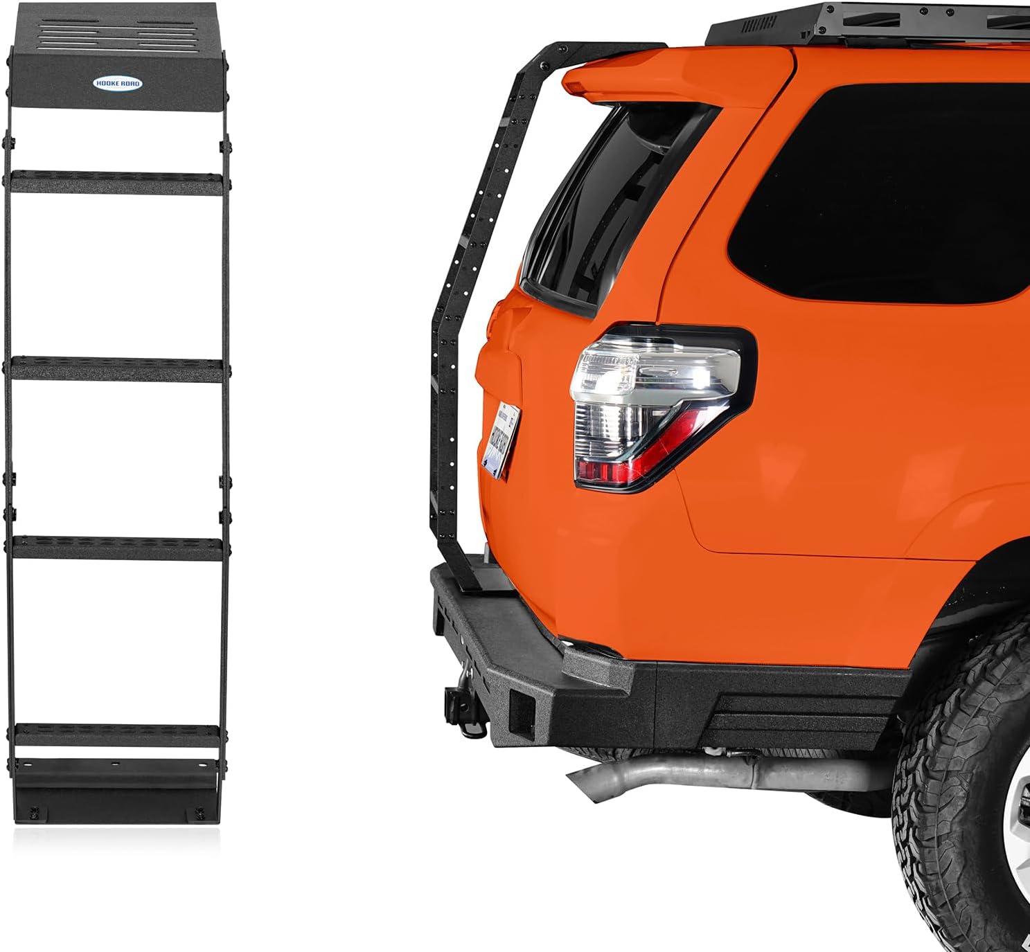 Hooke Road 4Runner Rear Hatch Ladder Trunk Tailgate Roof Access Pedal for 2010-2024 Toyota 4Runner 5th Gen - 4-Step