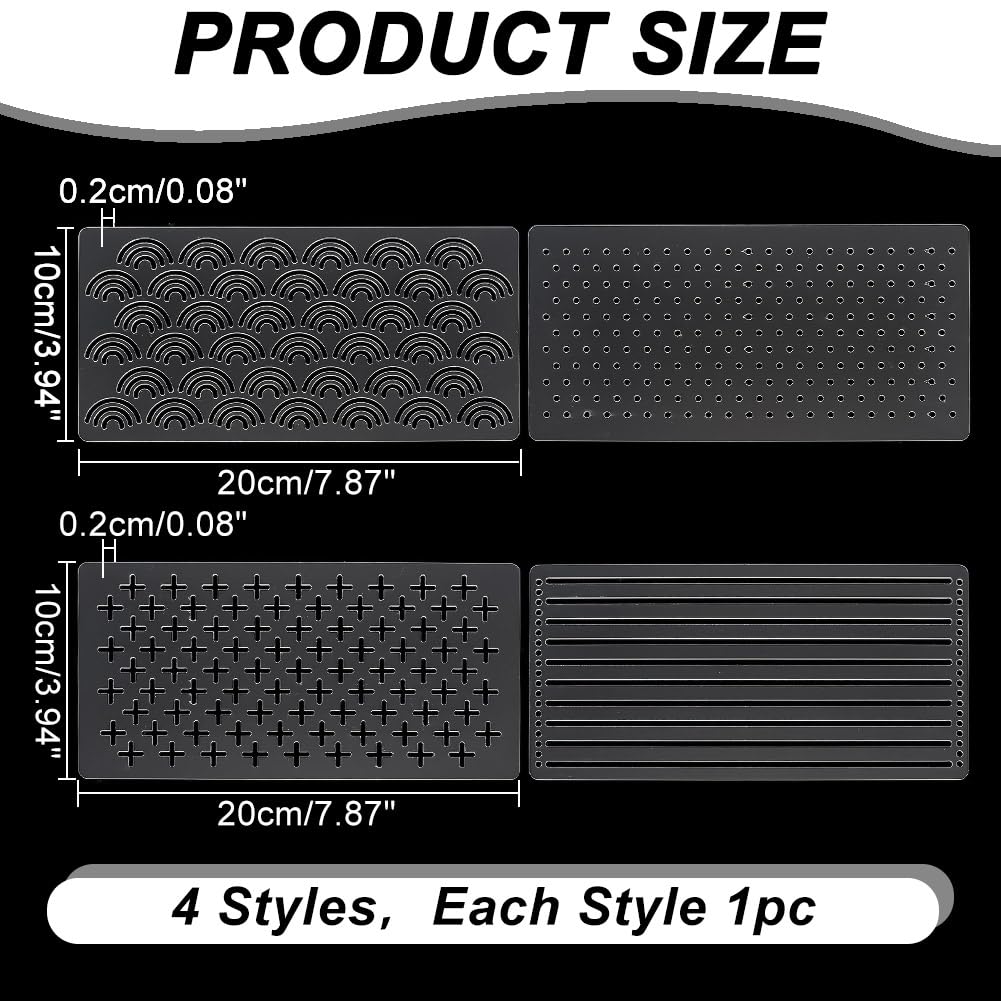 4 stencil personalizzati in acrilico trasparente Sashiko, 10 x 20 cm, modello per ricamo, strumento per trapuntatura, stencil da disegno, per trapuntatura a mano e ricamo