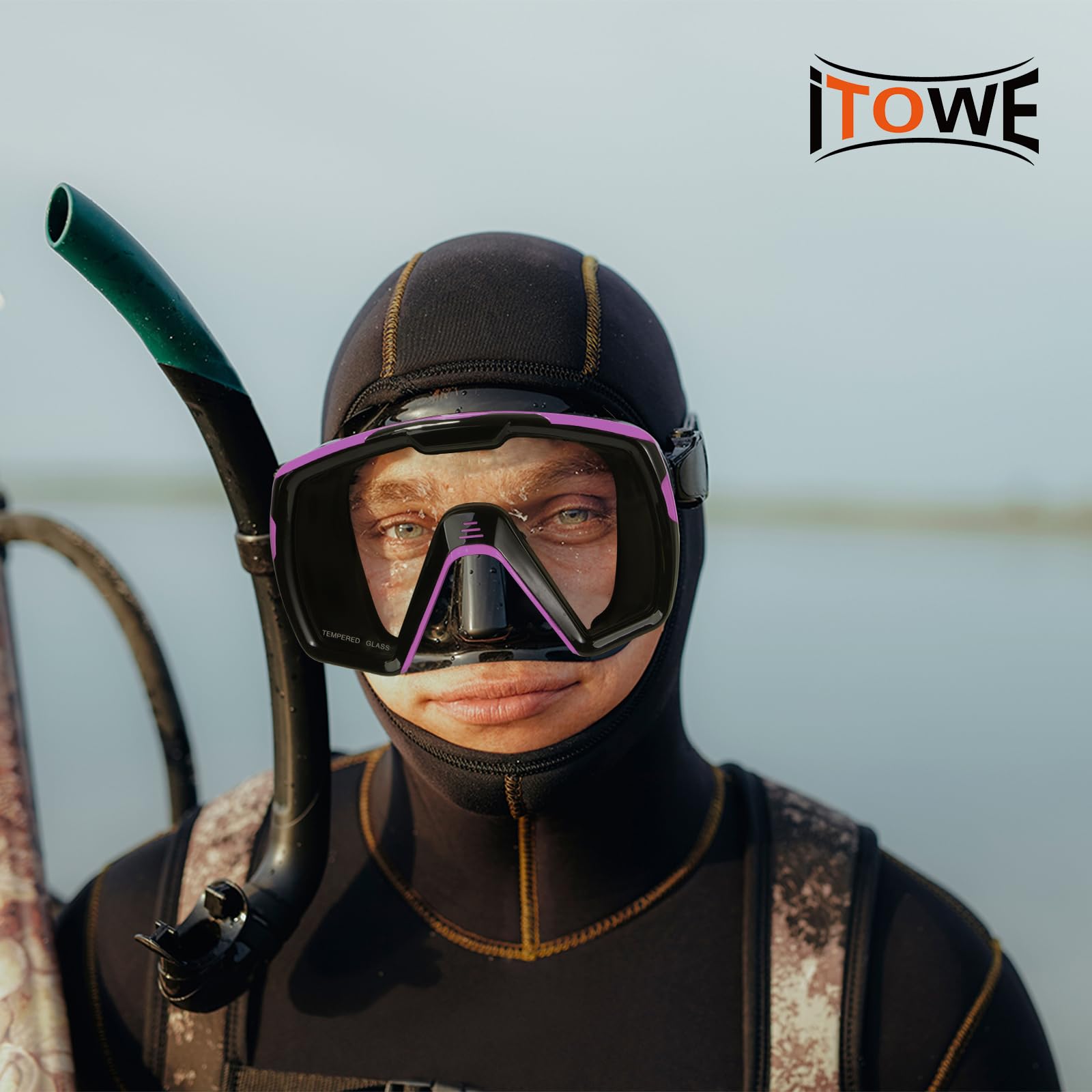 Occhiali da nuoto per uomo e donna in vetro temperato trasparente anti-appannamento, per snorkeling