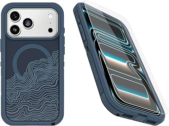 OtterBox iPhone 17 Pro Max Only Bundle Defender Series XT Clear Case & Screen Protector - Offgrid Blue - Snaps on MagSafe - Tough - Rugged & Durable - Non-Retail Packaging