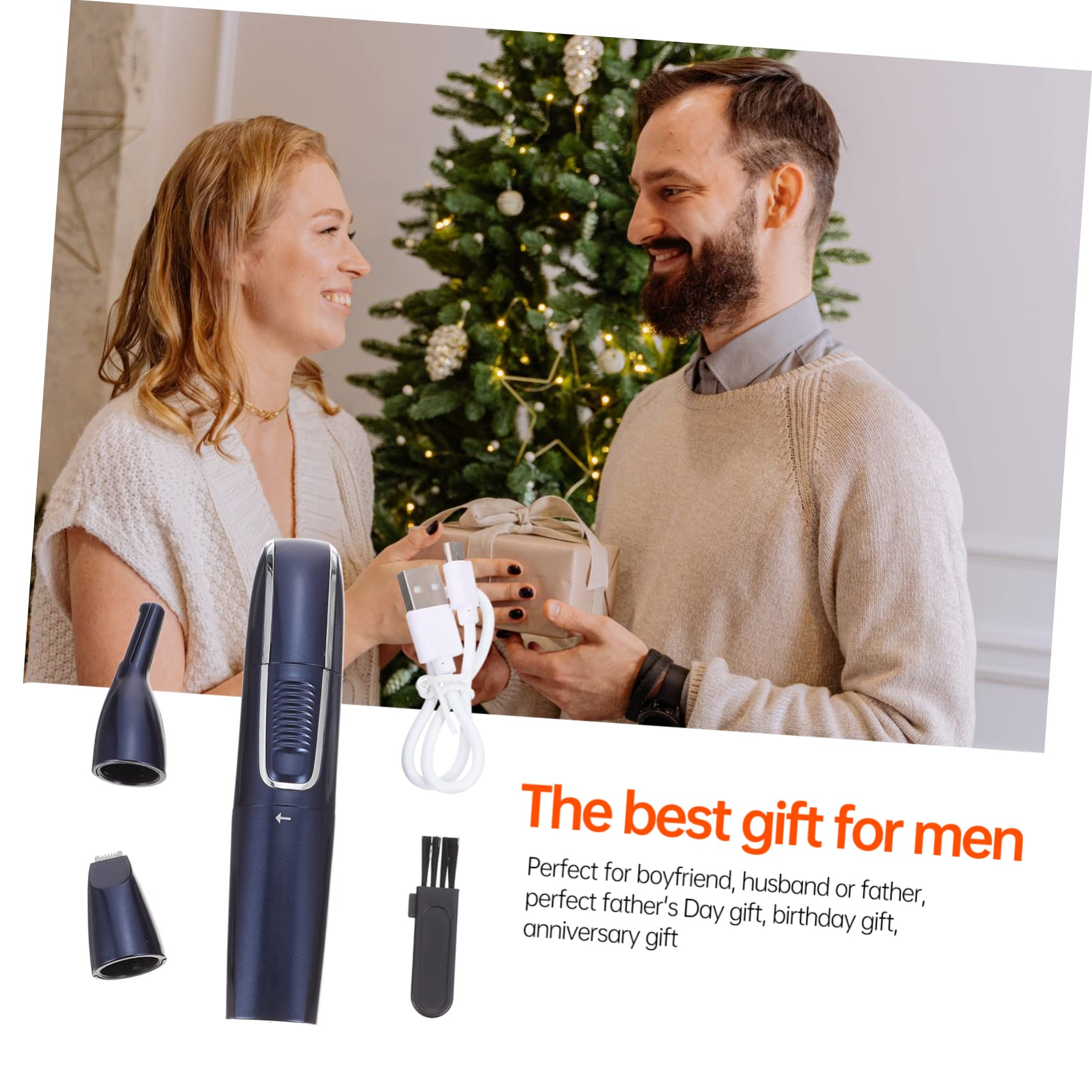 Recortador de Vello Nasal Eléctrico USB para Hombres Azul | Cabezal Lavable, Abs y Acero Inoxidable, Diseño de Cabeza Abombada, para Cejas y Brazos