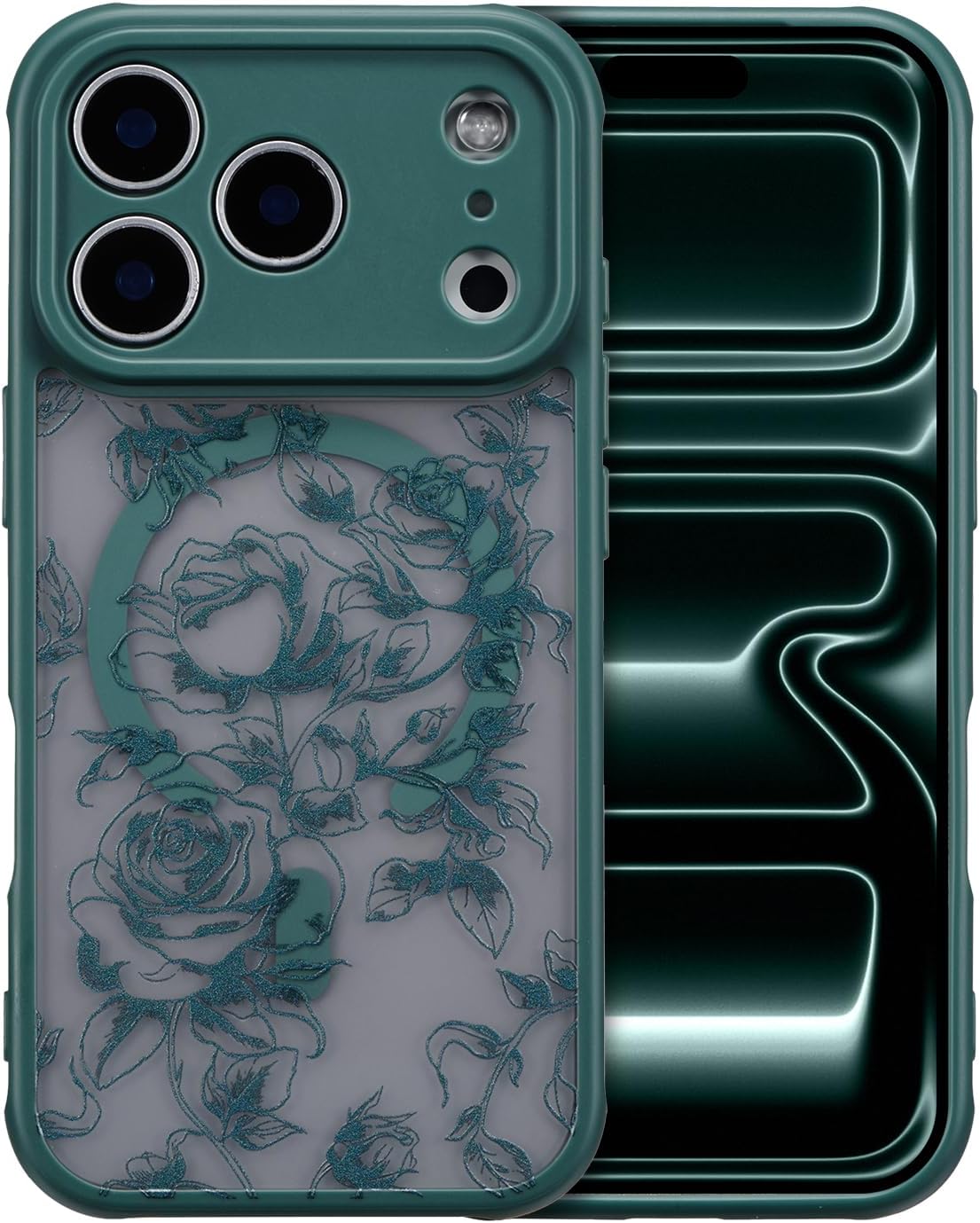 XIZYO Magnetic Case for iPhone 17 Pro Max, Branch Rose/Green