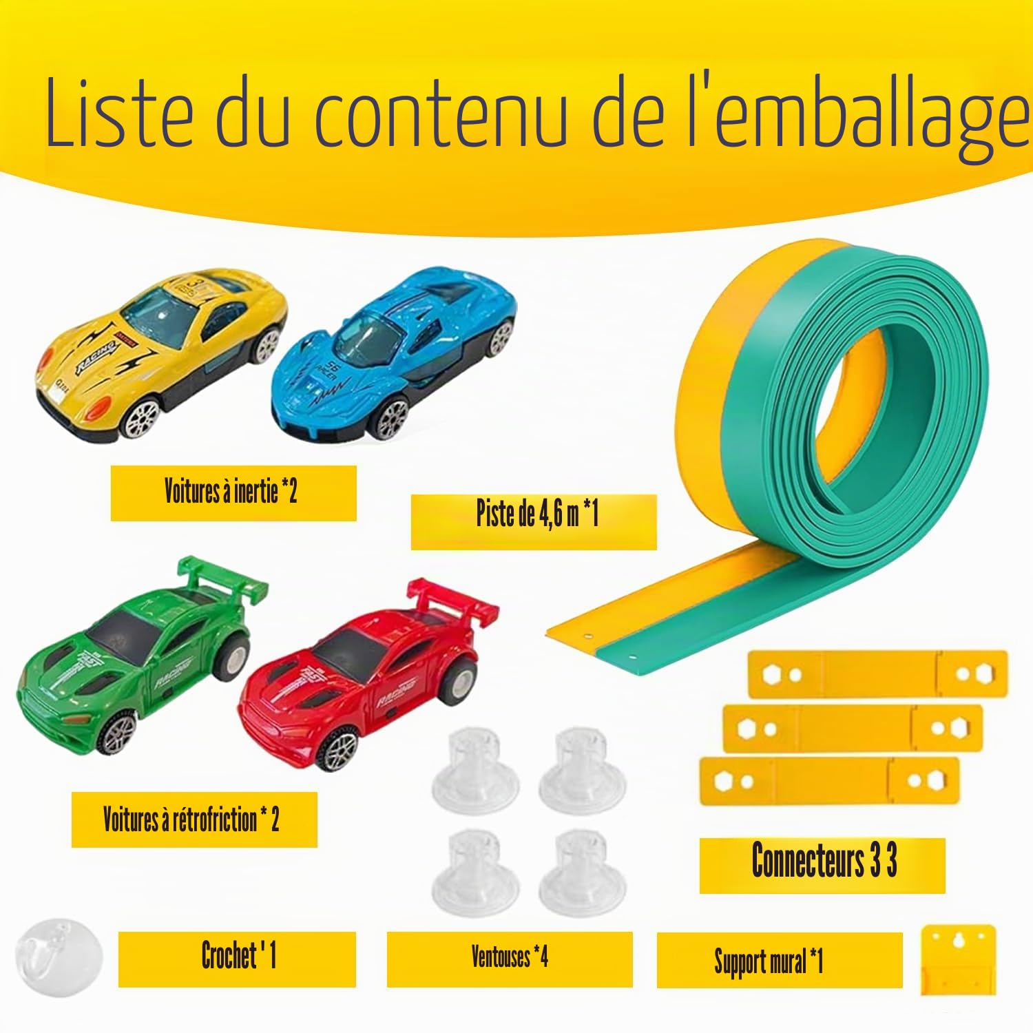 Circuit de Voiture Flexible, Circuit de course flexible pour voitures de course, Portable Piste de Course Jouet pour Voiture, Piste de Voiture Jouet Librement Construite, Cadeau pour Garçons et Filles