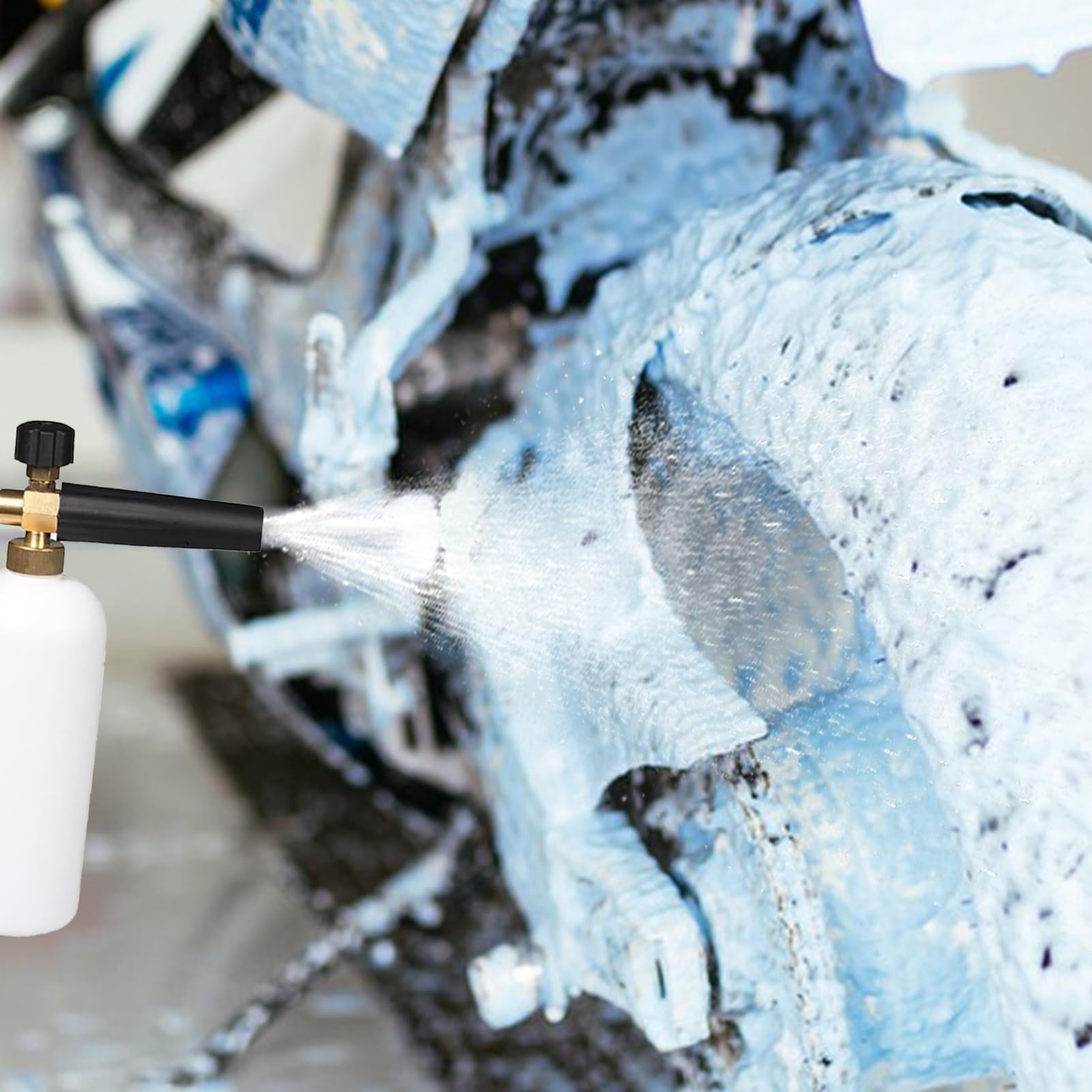 Lancia schiuma, cannone schiuma per idropulitrice ad alta pressione, lancia neve da 1 L con 5 ugelli per schiuma, dispenser di sapone, bottiglia foamer, pistola per schiuma per la pulizia dell'auto