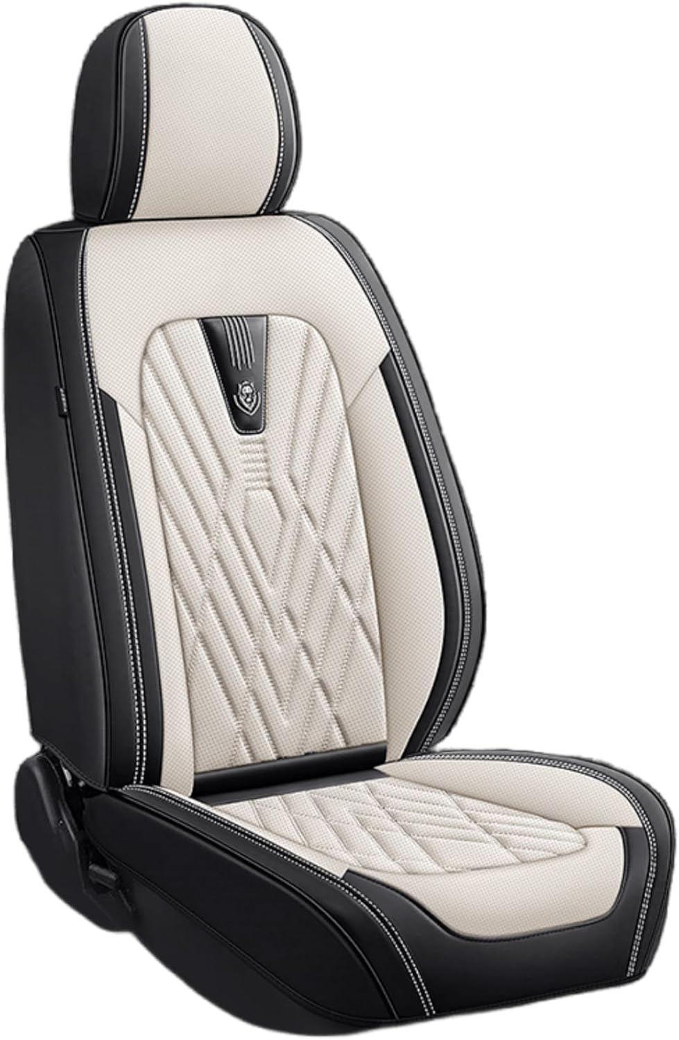 Custom Fit Breathable Water-Proof PU Leather Car Seat Cover for Jeep Grand Cherokee 2004-2023 2024 Interior Seat Covers Airbag Compatible (Full Set 5 Seats,Beige Black)