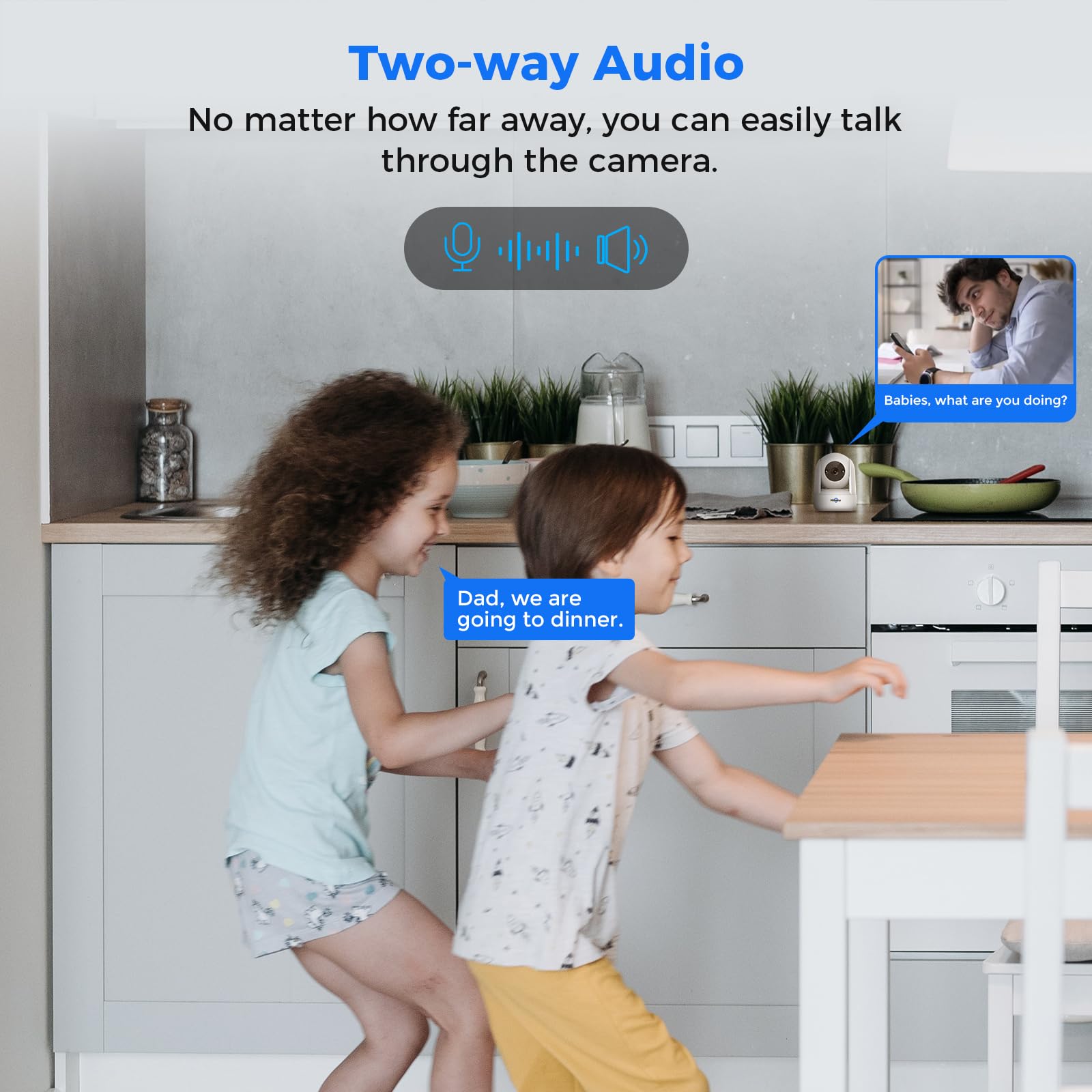 Hiseeu Camara Vigilancia WiFi 2K para Interiores con WiFi 2.4G, cámara CCTV de visión de 360° para bebé Mascota, detección Humana, Seguimiento de IA Animal para la Nube, Audio Bidireccional