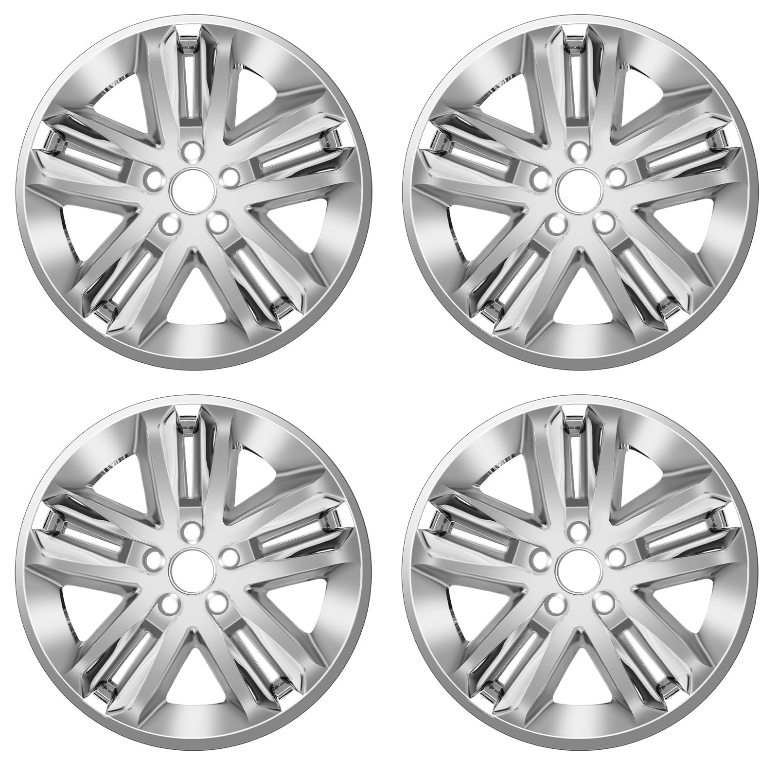 Wheel Skins Compatible with Ford Explorer 2011-2019 18 inch Wheel Covers Gloss Black Set of 4 Packs (Chrome)
