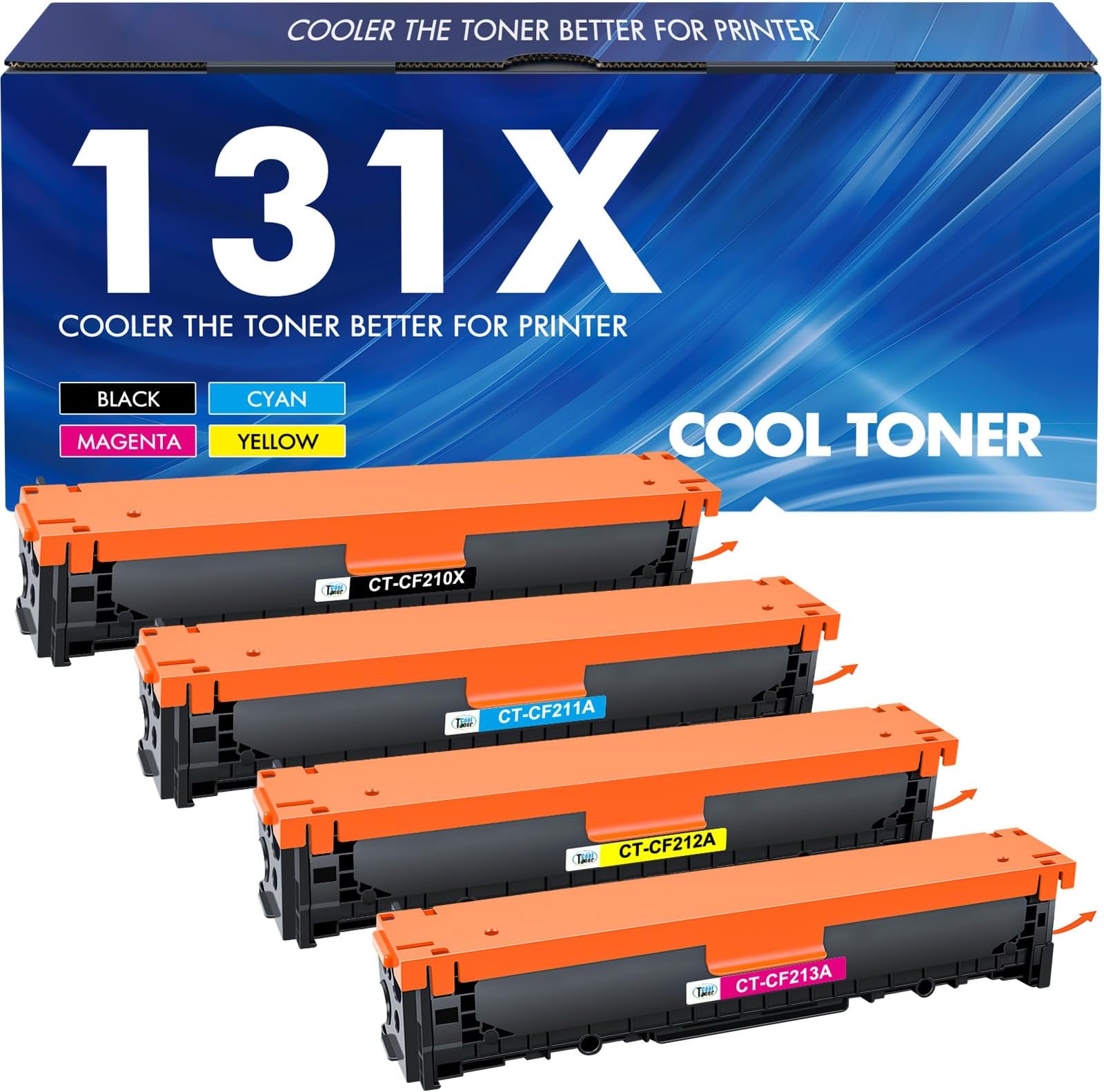 Cool Toner Compatible for HP 131X 131A Laserjet Pro 200 Color MFP M276nw Toner Cartridge M251n M251nw M276n CF210X CF210A CF211A CF212A CF213A CP1515n CP1525 (Black Cyan Yellow Magenta, 4-Pack)