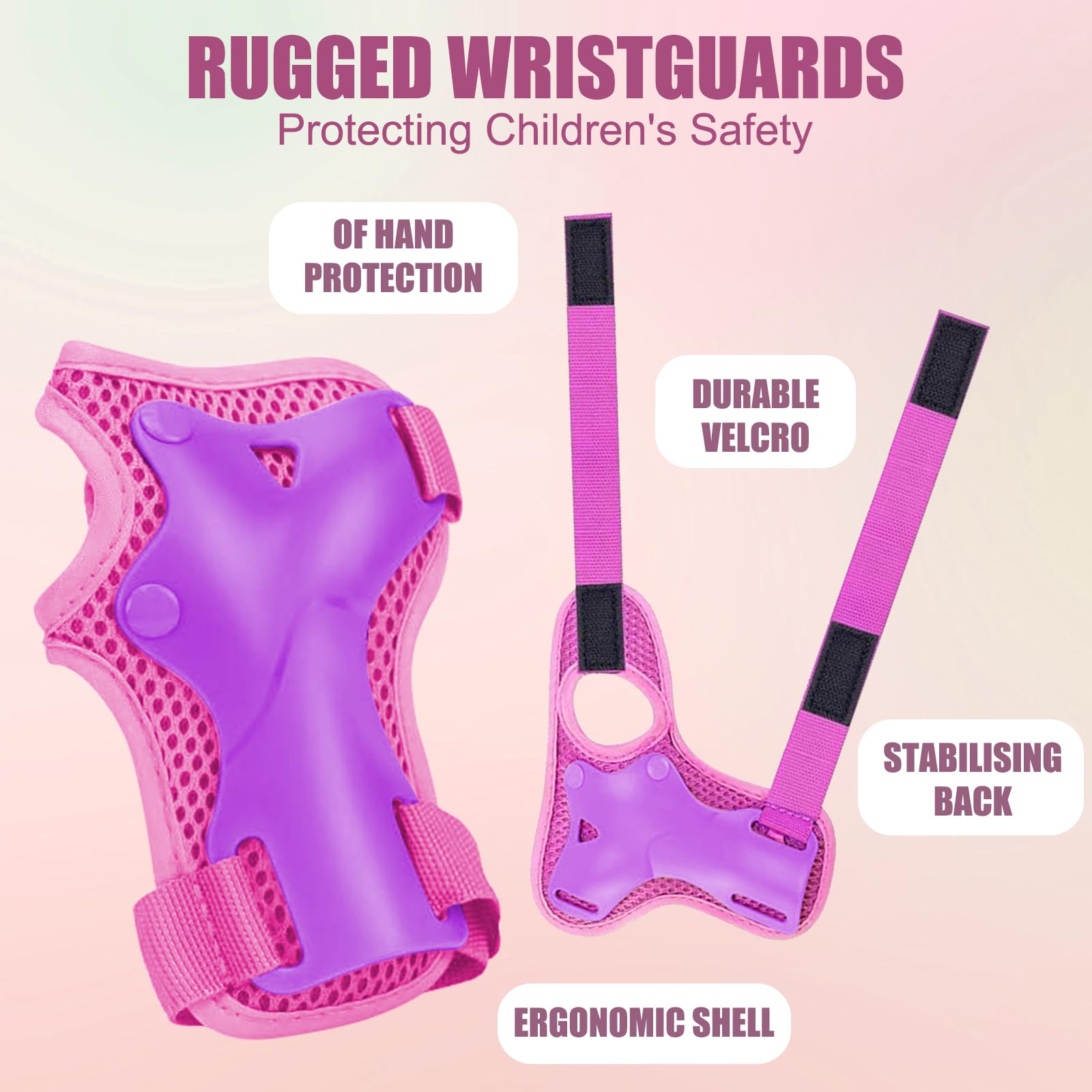 Ginocchiere per bambini 6 w 1 do skateboard, rolek, hoverboard, roweru (Różowy/Fioletowy)