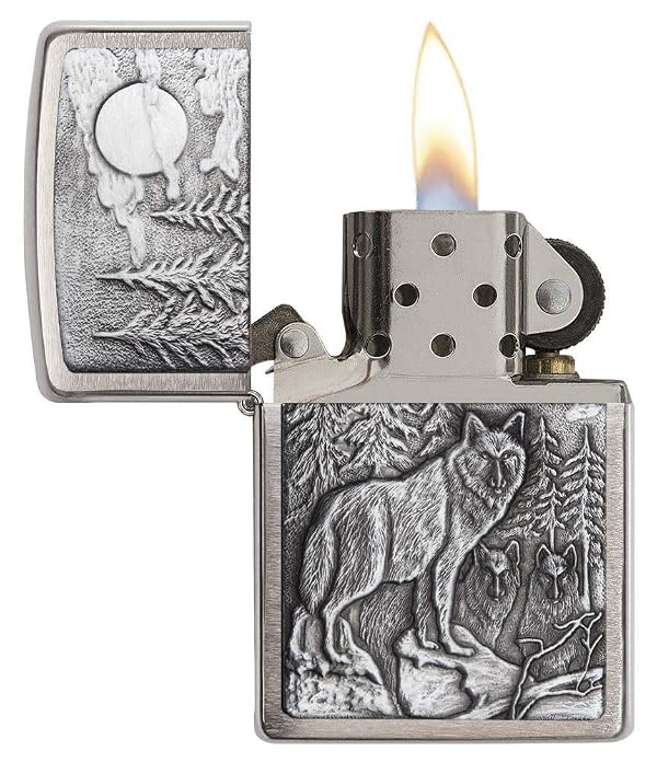 Zippo Timberwolves Brushed Chrome Pocket Lighter, Silver, One Size, Model Number: 20855 by Zippo - Image 3