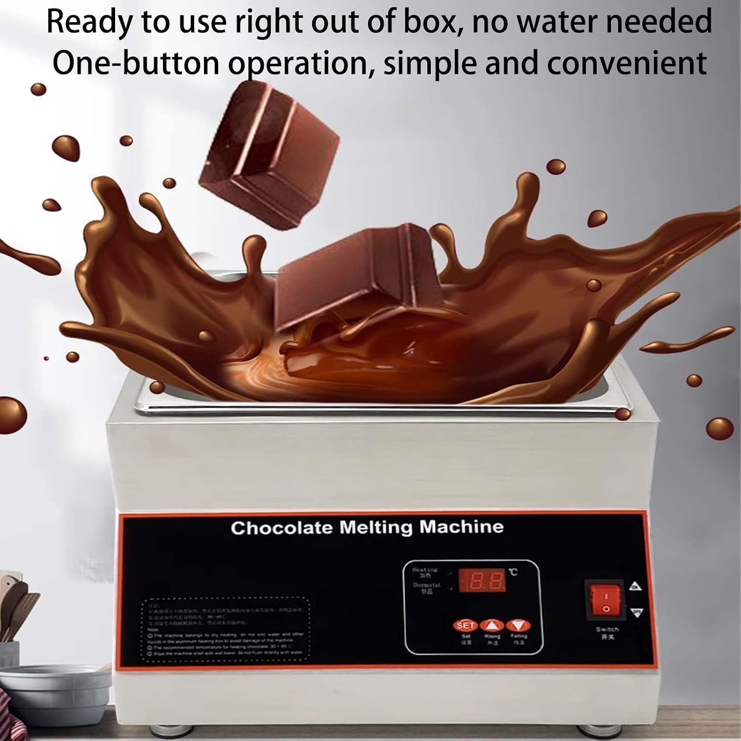 Chocolate Tempering Machine,500W Electric Chocolate Melting Pot with TEMP Control 0-95°F, Chocolate Warmer for Heat Cream, Milk, Butter, Jam