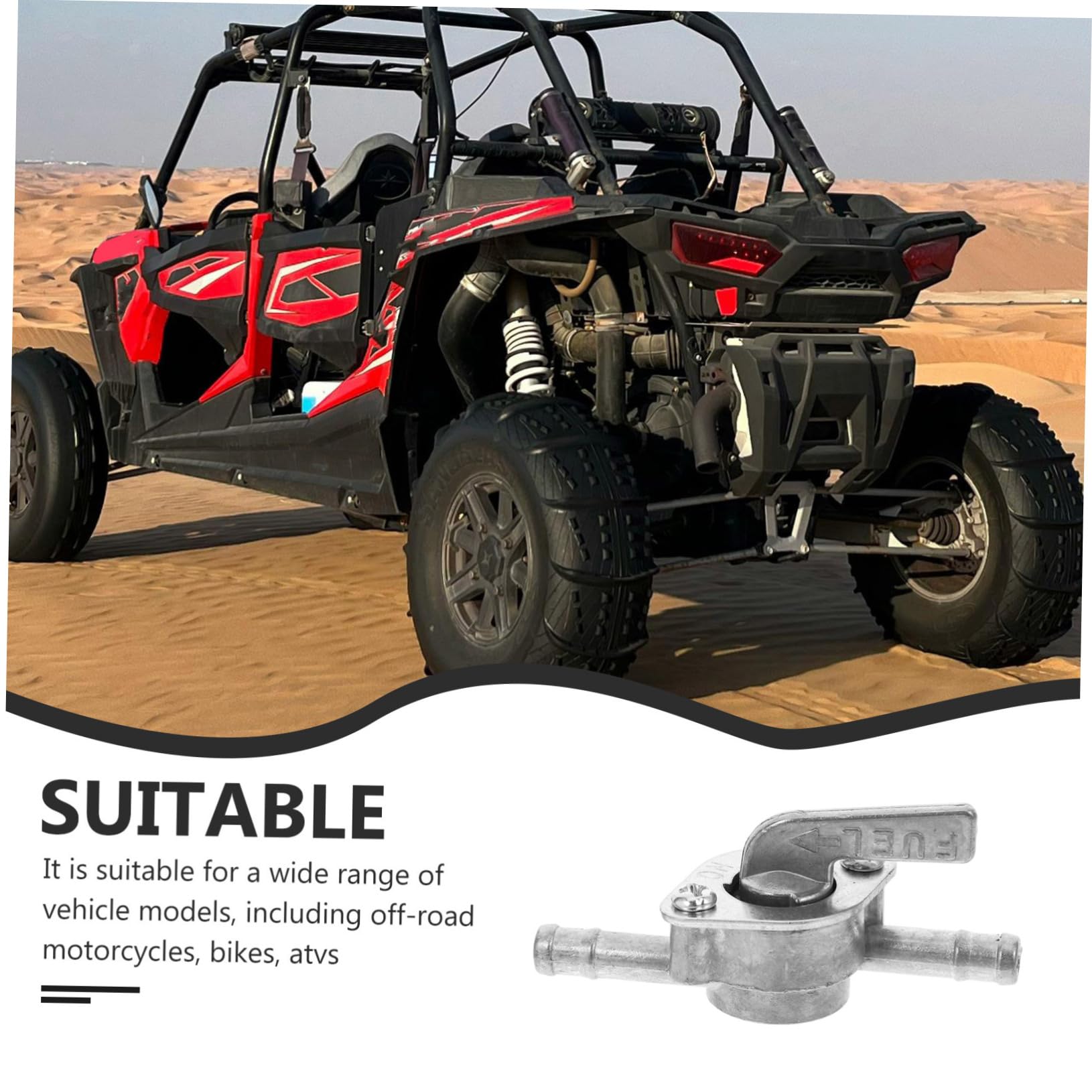 Interruttore Rubinetto Benzina 3 Pezzi Metallo Argento Resistente Corrosione Moto Quad Go Kart