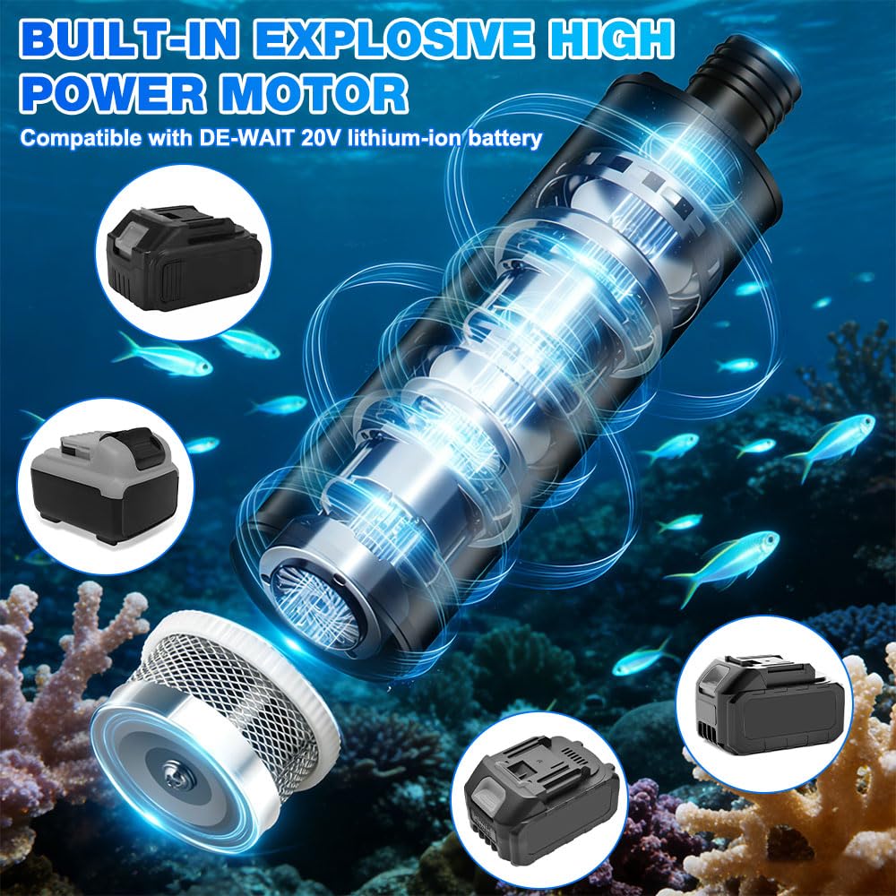 Wasserpumpe für Makita 18V Akku, 100W 20V Tauchpumpe, 635 GPH Kabellose Saugpumpe Absaugpumpe für Poolpumpen, Gartenbewässerung, Autowäsche, Pfütze, Camping(ohne Akku)