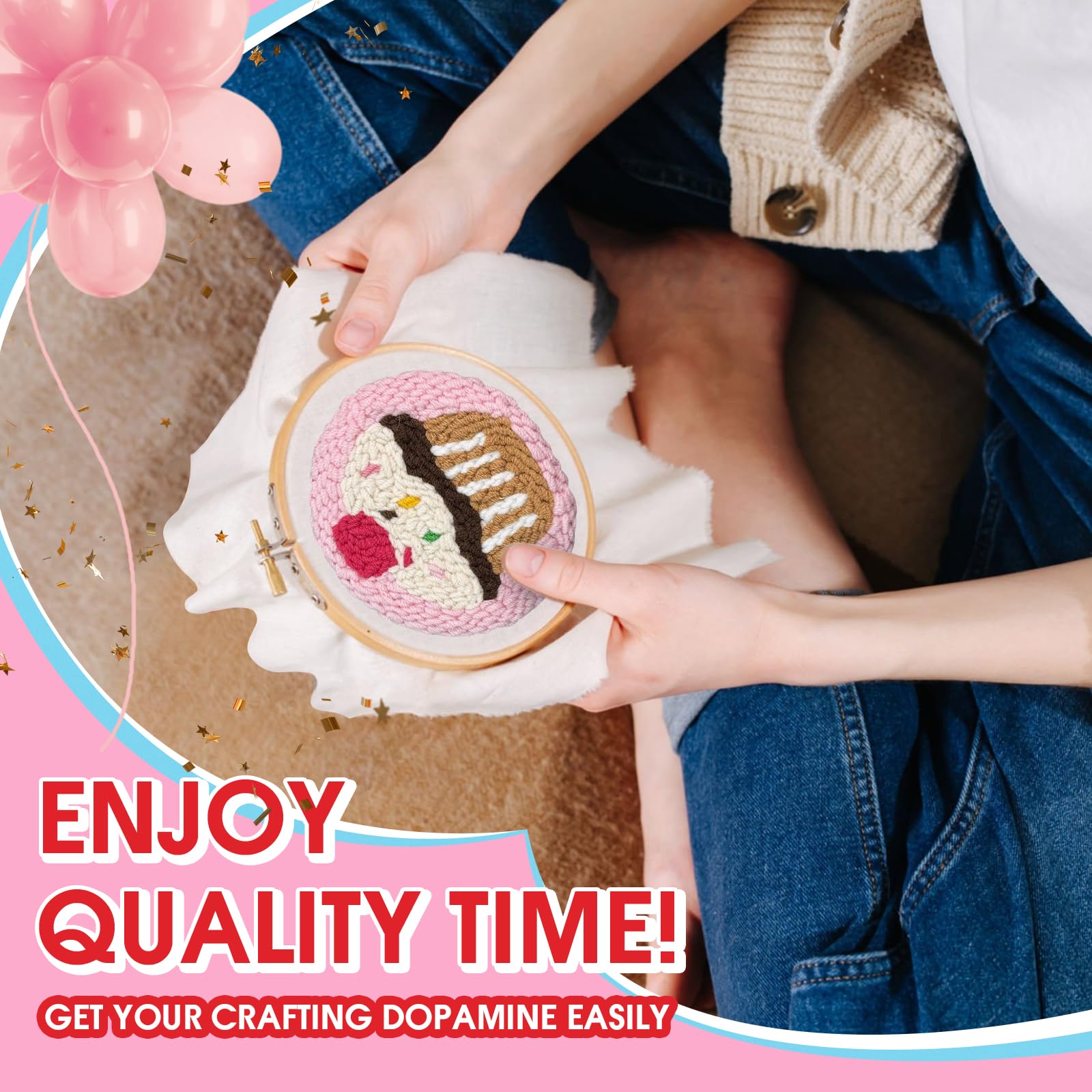 Punch Needle Coaster Kit - DIY Embroidery for Beginners -3