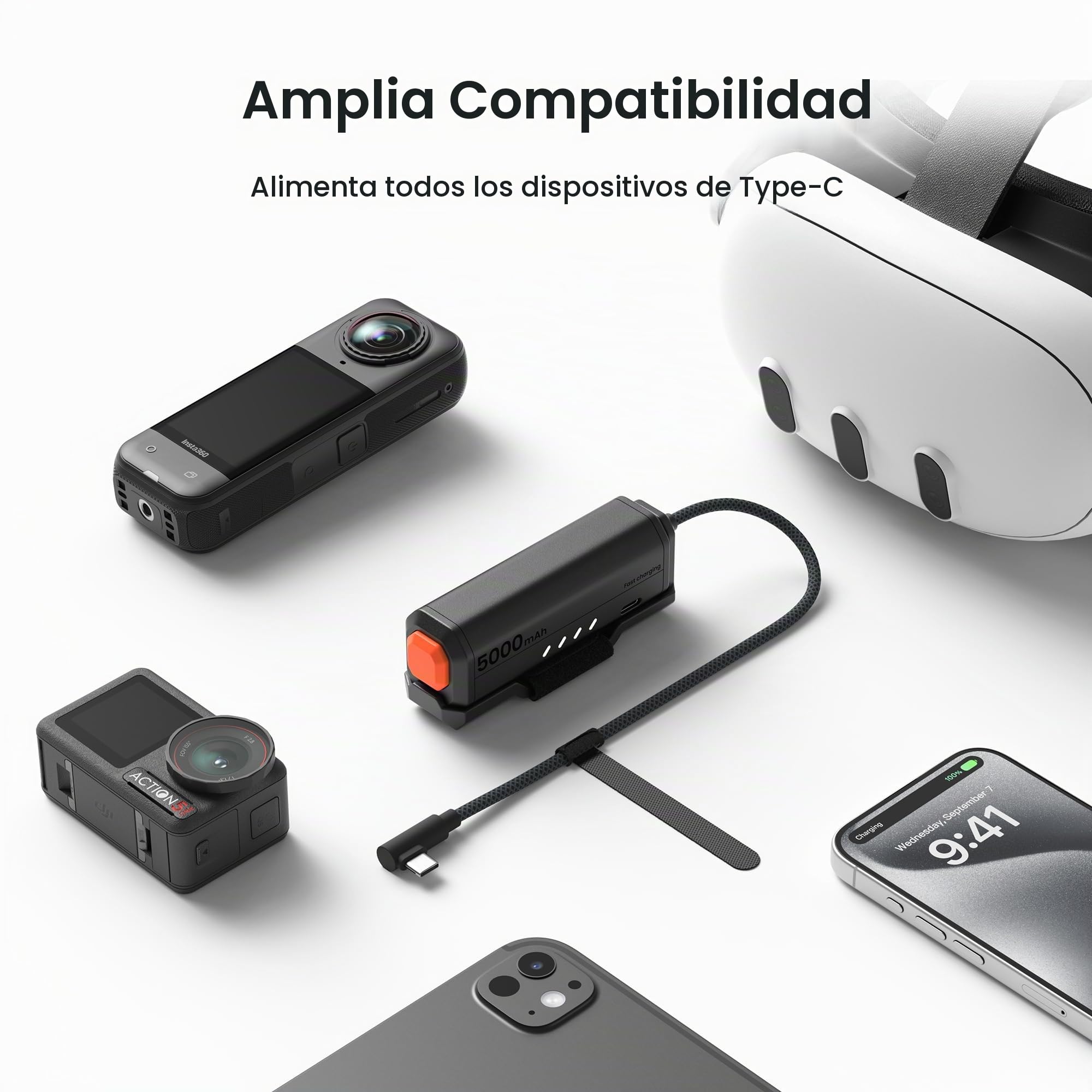 KIWI design P5000 Power Bank Compacto, 2 Paquetes 5000mAh Batería Compatible con Meta Quest 3/3S/2/Pro, Carga Rápida 20W, Intercambio para Energía Ilimitada,Adecuado para todos los Dispositivos Type-C