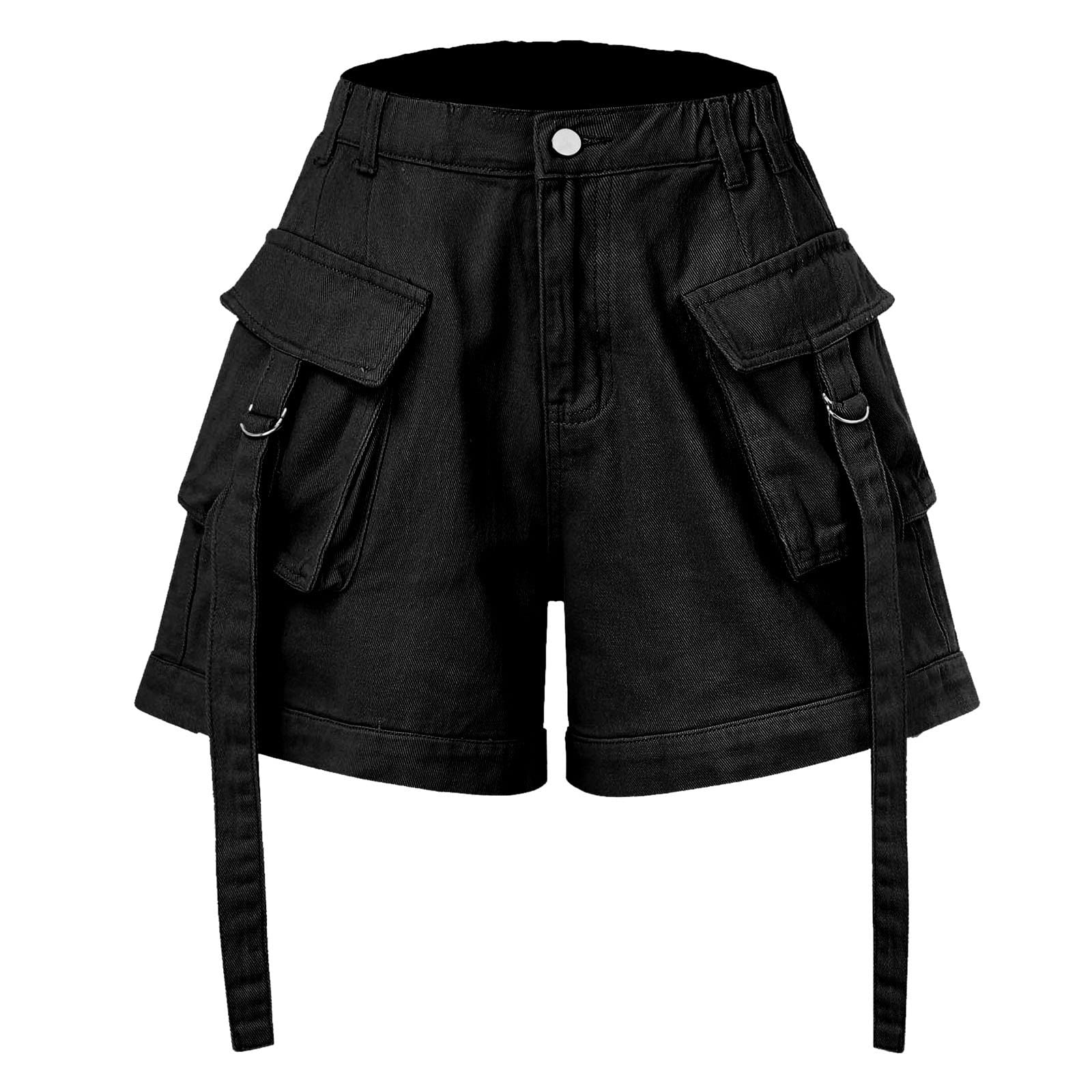 Pantalones Cortos Mujer Verano Shorts para Mujer Verano Short de Casual Talle Alto Bolsillos Corte Holgado Recto Diseño Deportivo Moda