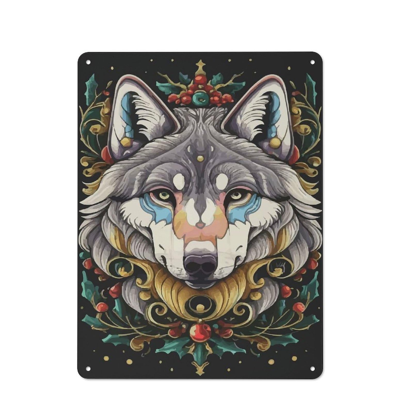 Junmoney Style-15 Wolf Majesty Vintage Printed Metal Sign 40X30cm For Café Or Home Bar, New Home Wall Decor For Hospitality Decor Collectors