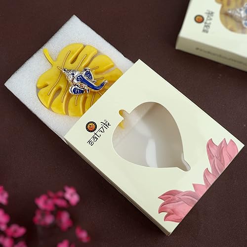 Miniatura 4 de SATVIK - 1 sartén de resina Patta Ganesh decorativo para colgar en la pared, pieza de exhibición Lord Ganesha en la hoja, decoración del hogar,